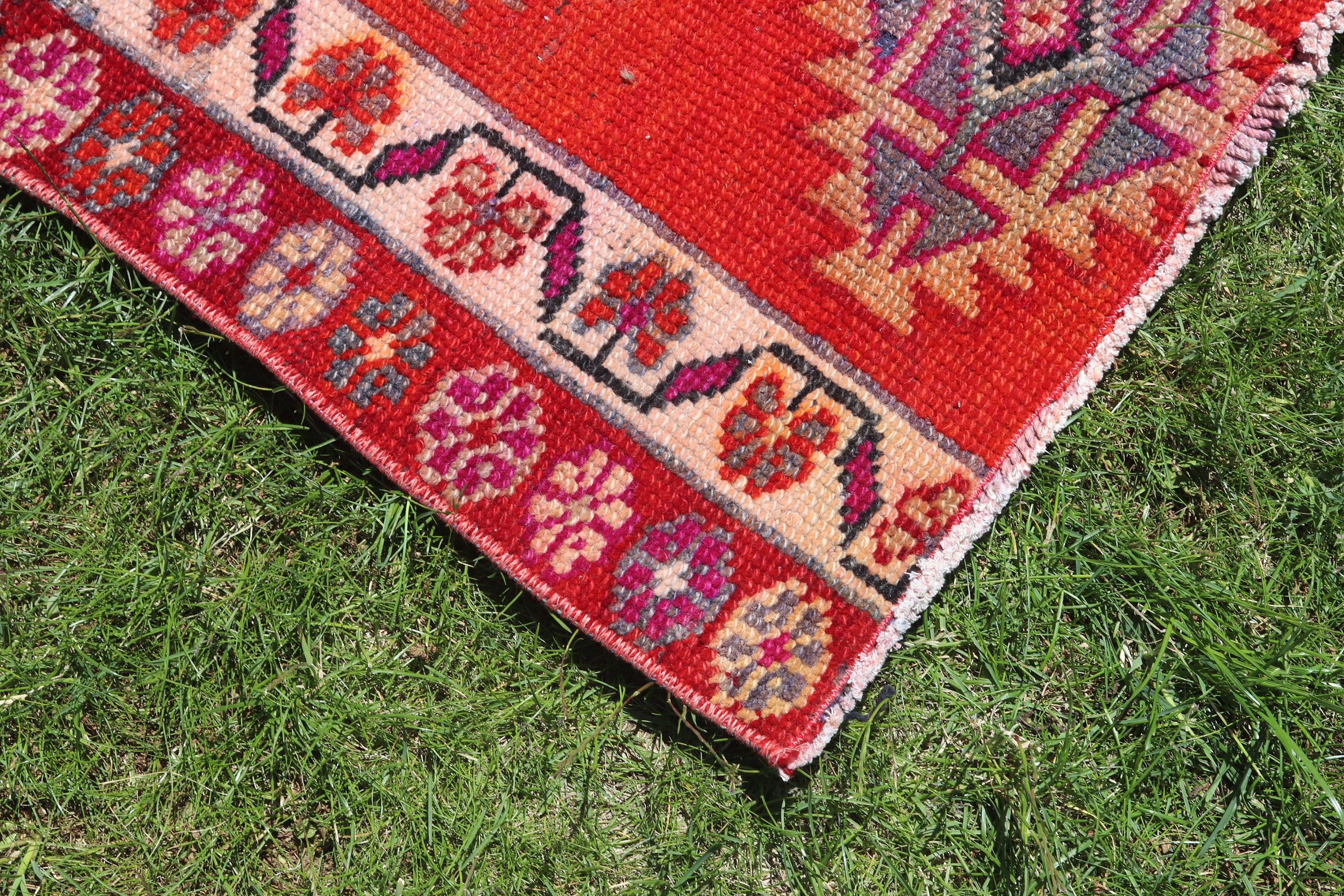 Nursery Rugs, Bedroom Rug, Turkish Rugs, Home Decor Rugs, Red Handwoven Rugs, Vintage Rugs, Boho Rug, 2.5x4.4 ft Small Rugs, Bathroom Rugs