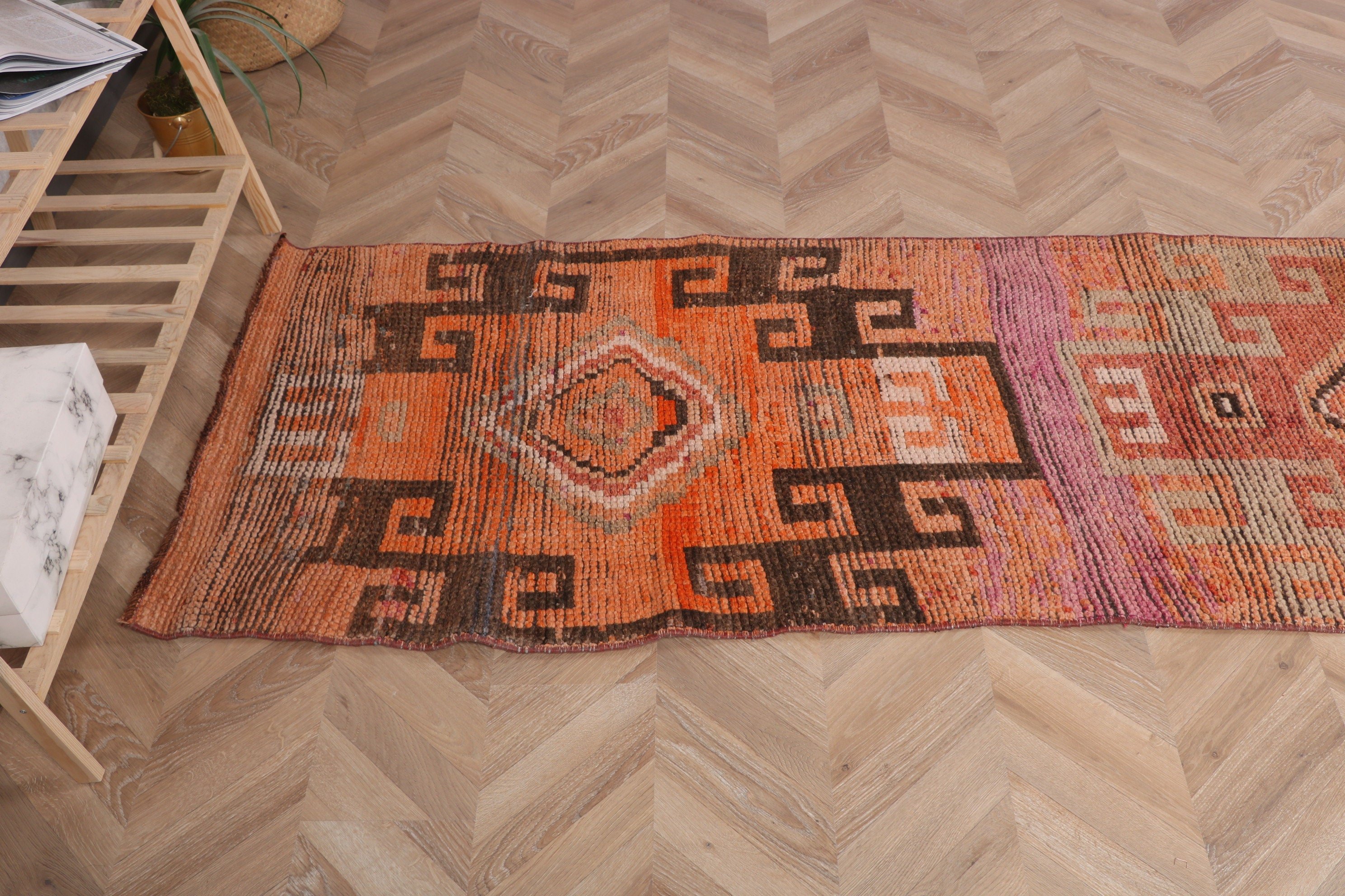 2.4x10 ft Runner Rugs, Orange Modern Rugs, Vintage Runner Rugs, Antique Rugs, Oriental Rugs, Office Rug, Turkish Rug, Vintage Rugs