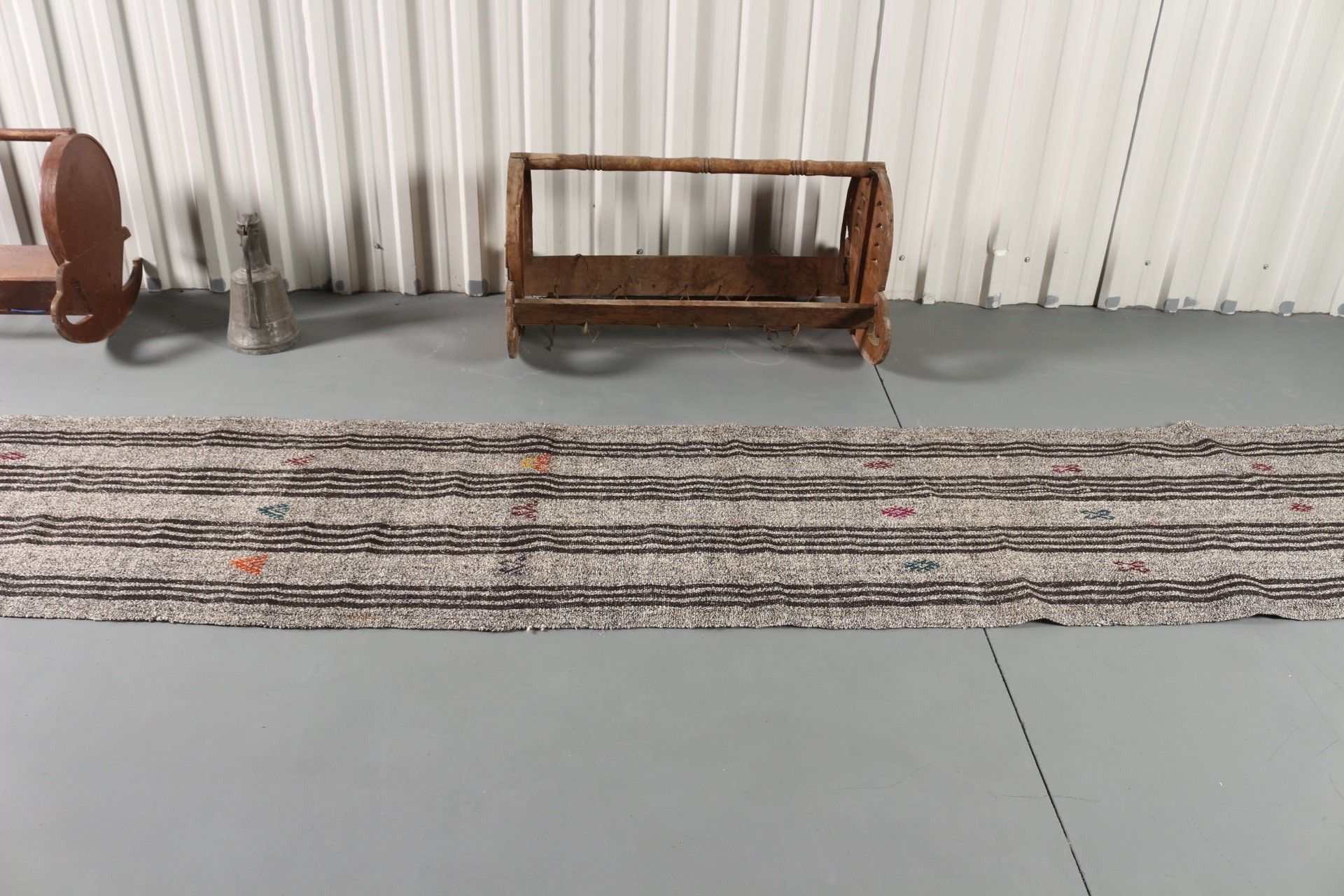 Vintage Rug, Aztec Rugs, Turkish Rug, Stair Rug, Wool Rug, Corridor Rug, Beige  2.5x18.3 ft Runner Rug, Kilim