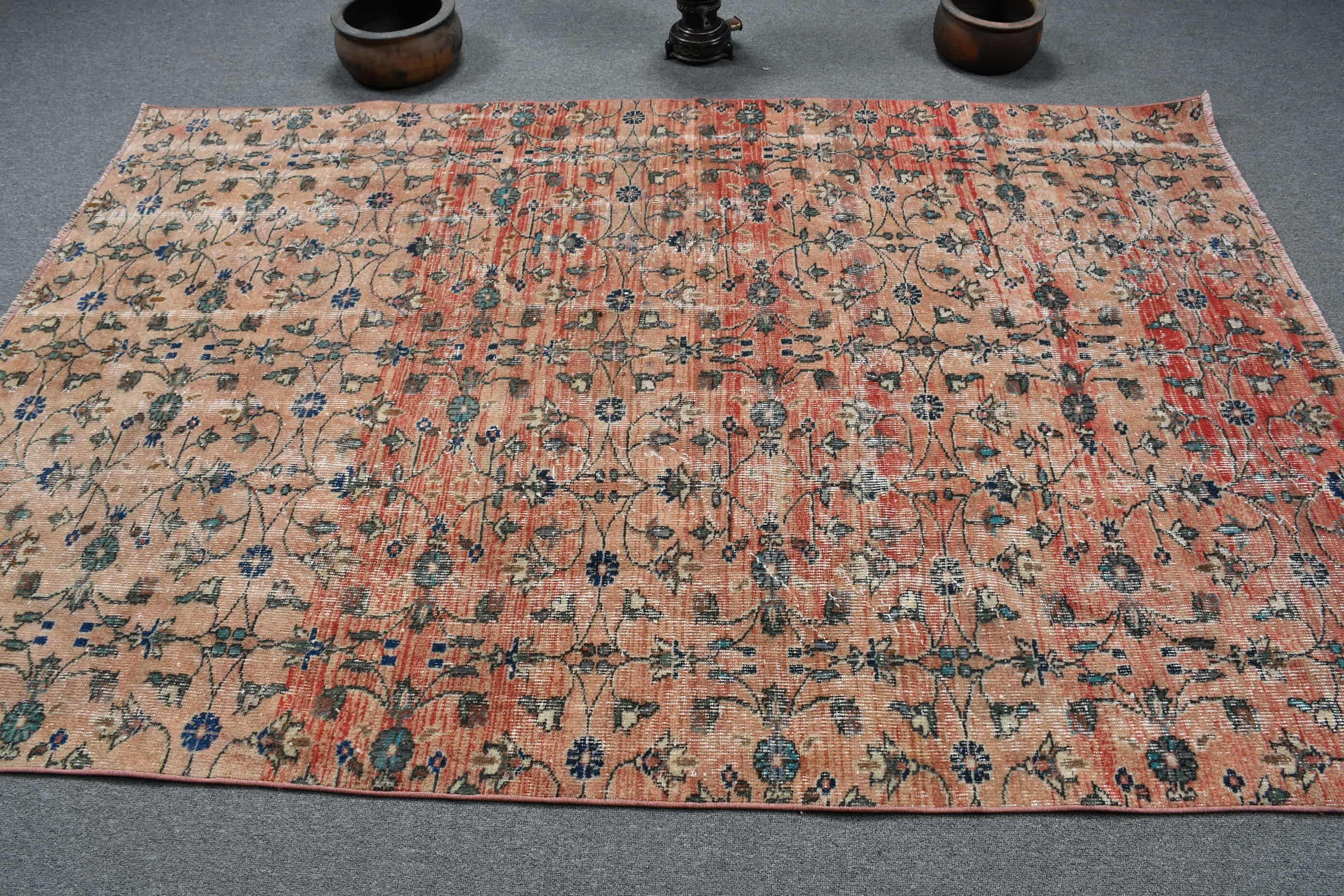 Living Room Rug, Red  5.2x7.8 ft Large Rug, Vintage Rug, Bedroom Rug, Turkish Rug, Boho Rug, Antique Rug