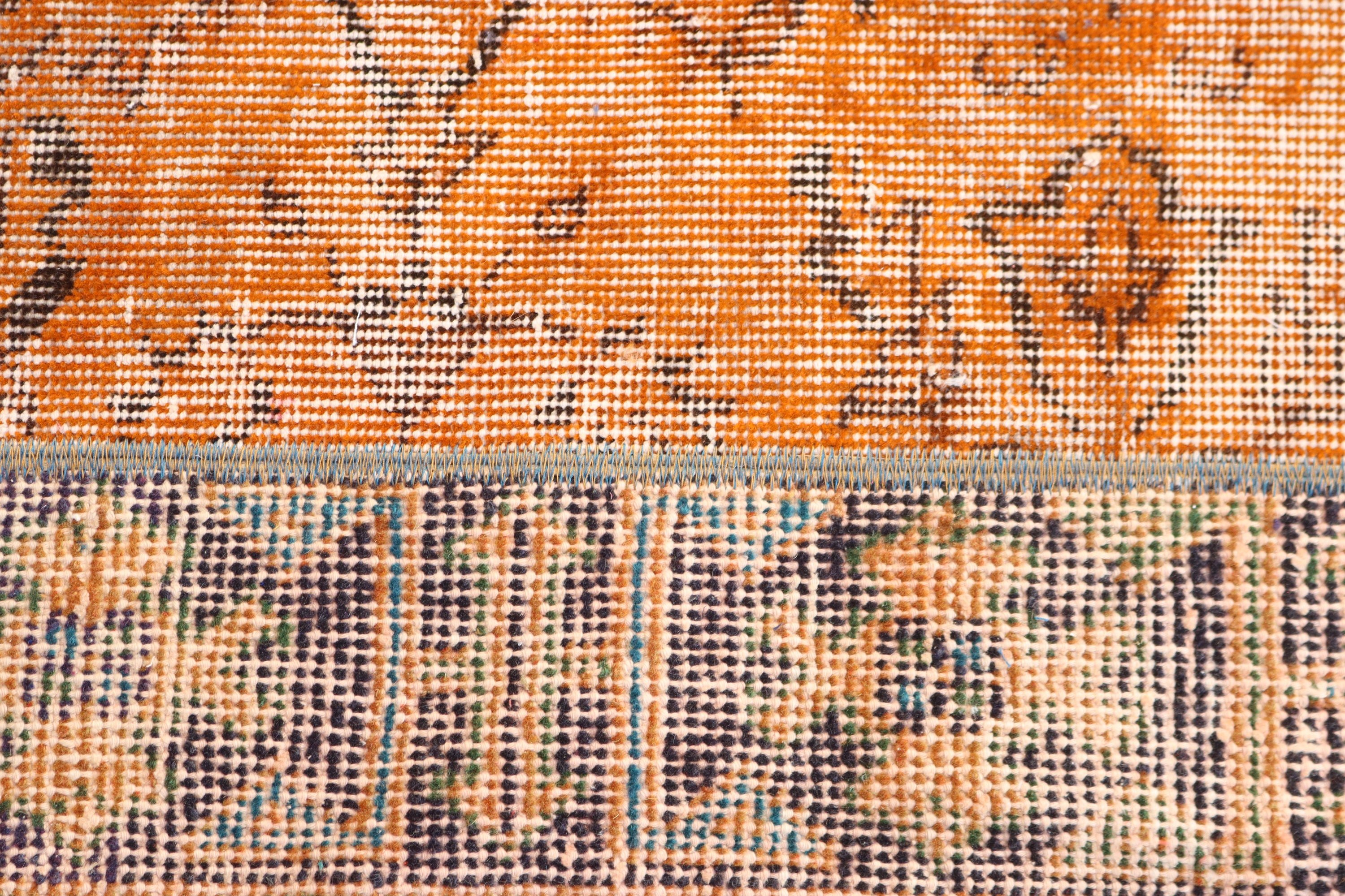 Floor Rugs, Handwoven Rug, 1.7x3.1 ft Small Rug, Vintage Rug, Turkish Rugs, Kitchen Rugs, Orange Cool Rugs, Bathroom Rugs, Rugs for Nursery