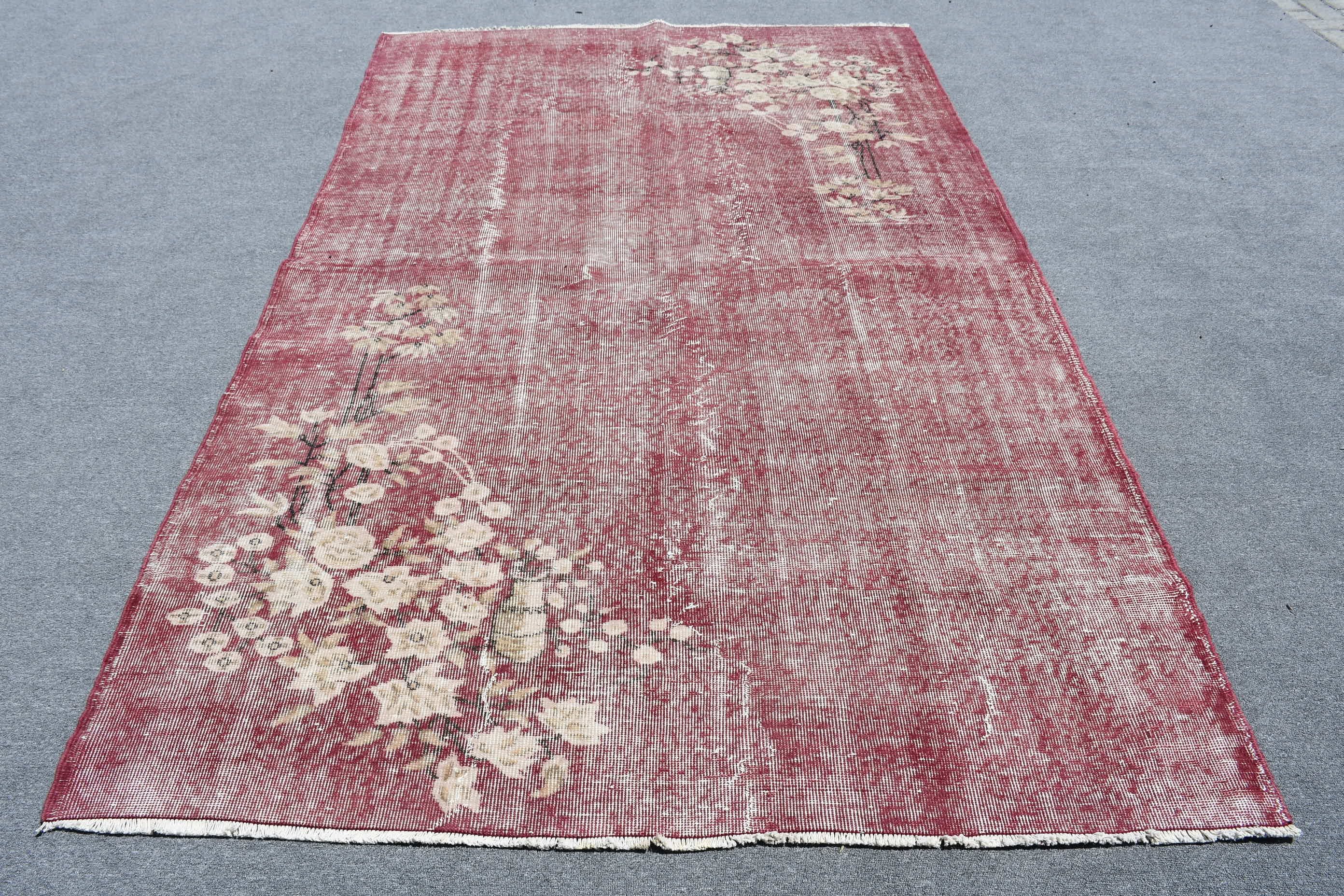 Pembe Oryantal Halı, Salon Halısı, Oturma Odası Halıları, Vintage Halı, 5.7x9.4 ft Büyük Halılar, Boho Halısı, Türk Halısı, Havalı Halılar