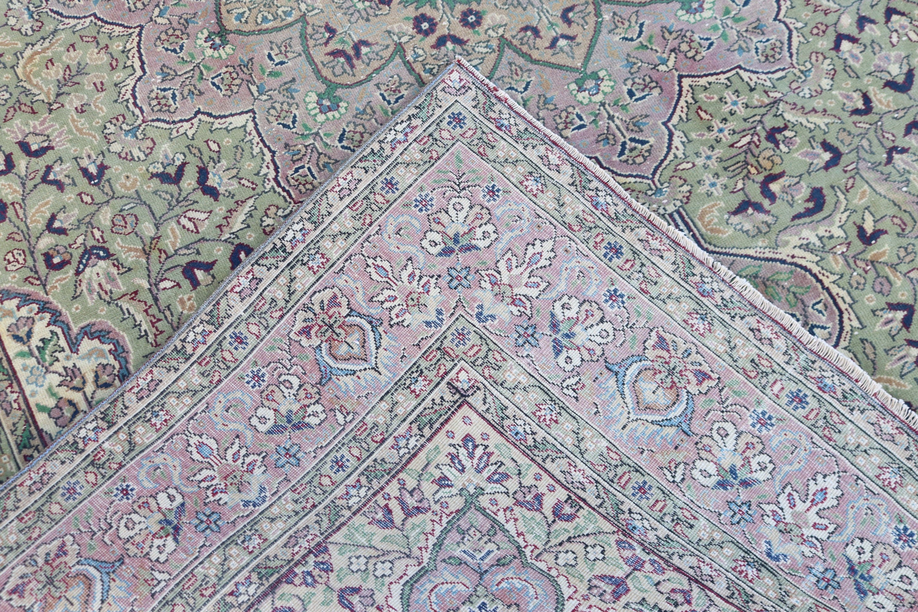 Büyük Boho Halısı, Türk Halısı, Büyük Oushak Halısı, Aztek Halısı, Soğuk Halı, El Dokuma Halıları, Vintage Halılar, Yeşil Nötr Halılar, 6,5x9,8 ft Büyük Halılar