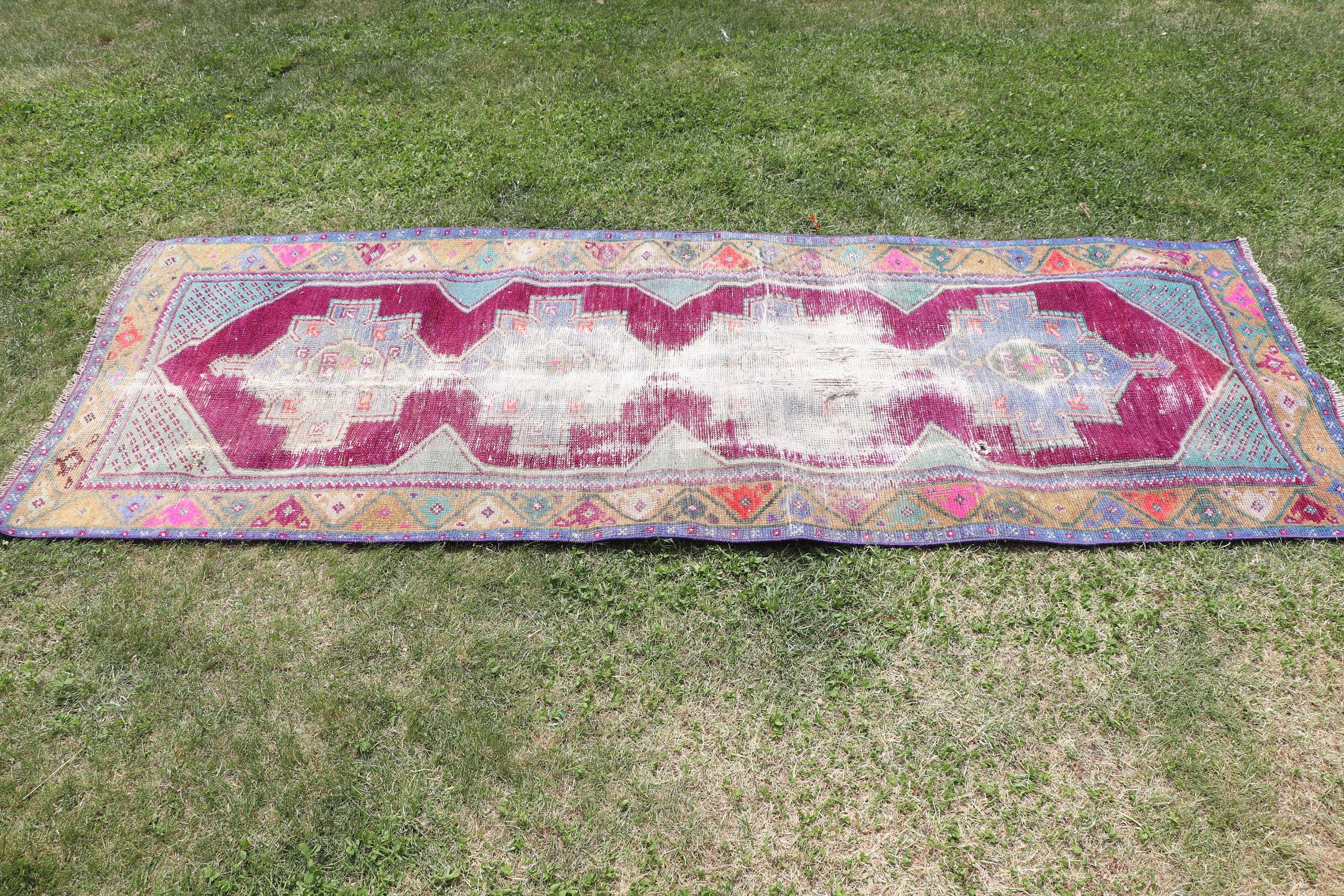 Oryantal Halılar, Uzun Yolluk Halı, Vintage Halı, Mor Oryantal Halı, Yün Halı, Vintage Runner Halıları, Türk Halısı, 2,7x7,4 ft Runner Halıları