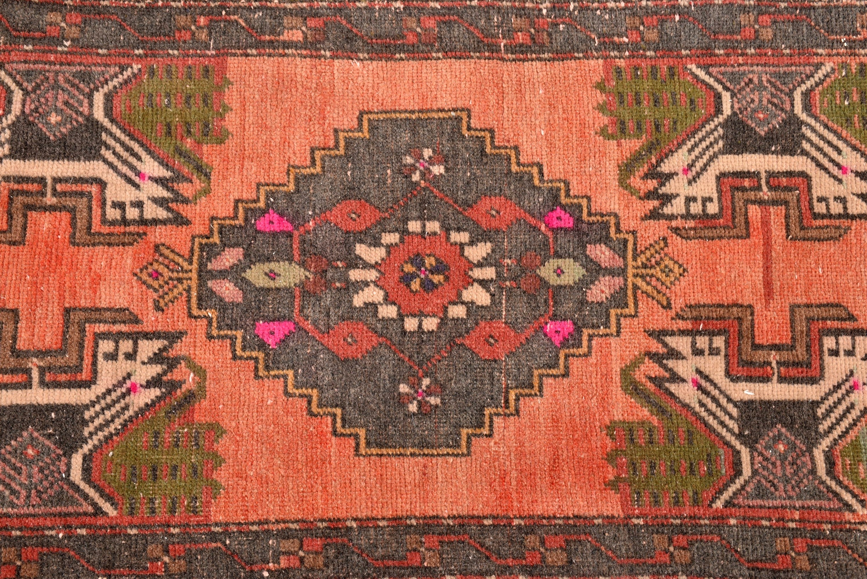 Yer Halısı, Vintage Halılar, Araba Paspas Halısı, 1.7x3.4 ft Küçük Halı, Yatak Odası Halıları, Banyo Halısı, Turuncu Mutfak Halısı, Türk Halısı, Geometrik Halılar