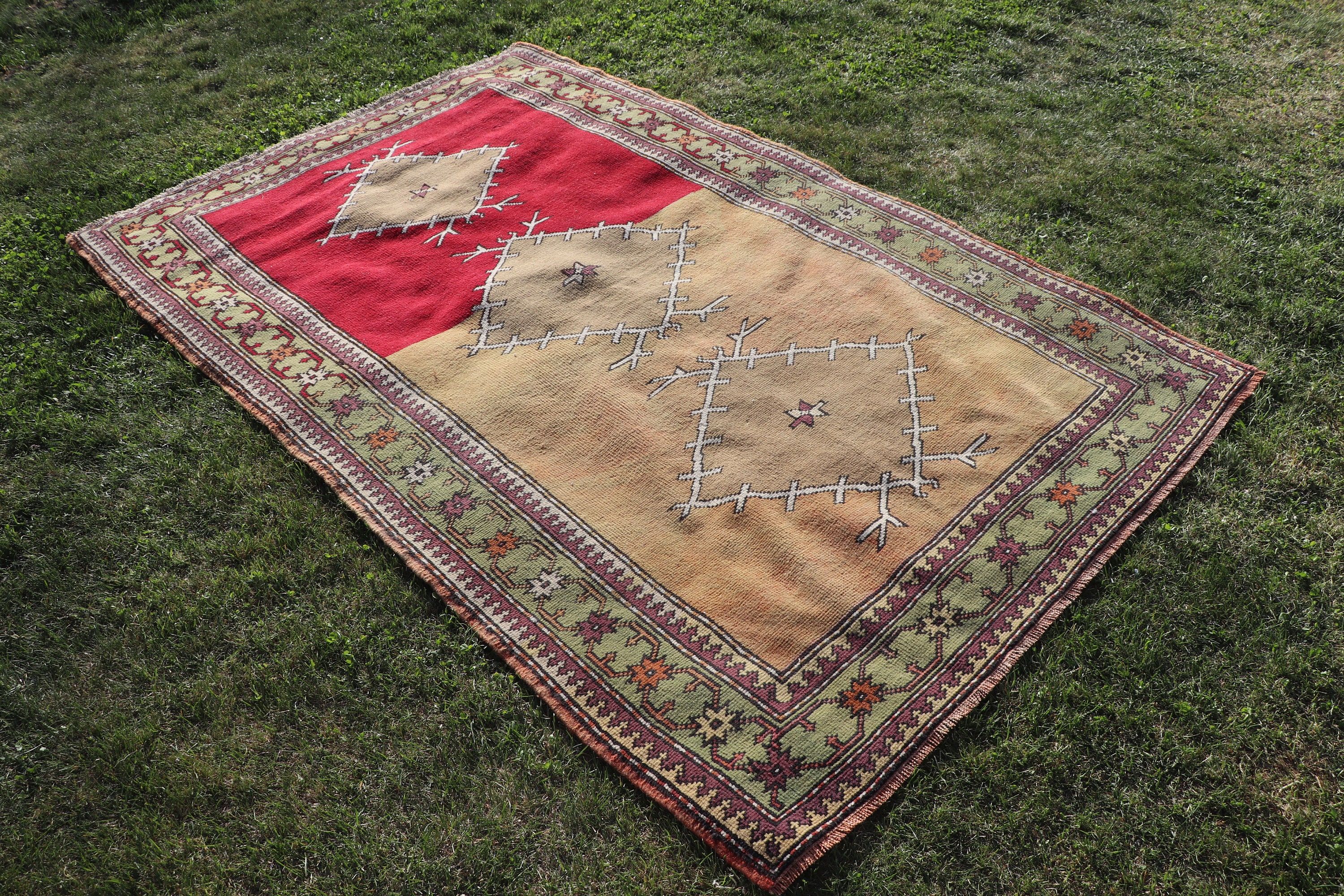 Fas Halıları, 4.4x6.9 ft Alan Halıları, İç Mekan Halıları, Yemek Odası Halıları, Vintage Halılar, Türk Halıları, Kahverengi Yer Halıları