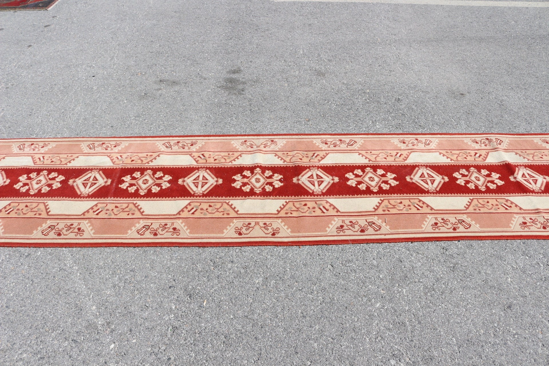 Rugs for Corridor, Vintage Rug, Red Antique Rug, Kitchen Rug, Turkish Rug, Muted Rug, Oriental Rug, 2.6x13 ft Runner Rug