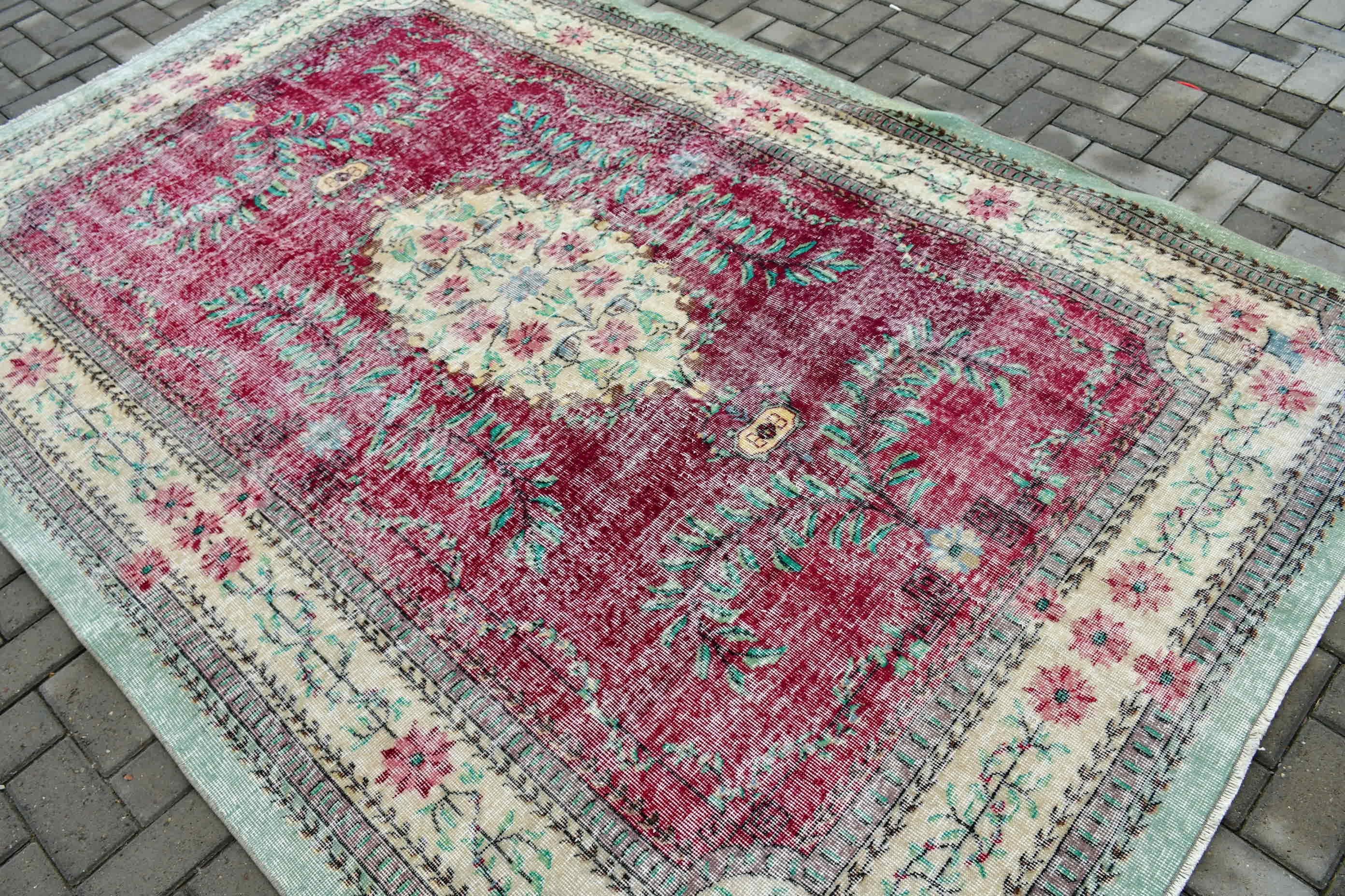 Antique Rugs, Cute Rugs, 6x9.3 ft Large Rug, Red Moroccan Rug, Living Room Rug, Vintage Rug, Dining Room Rug, Turkish Rug