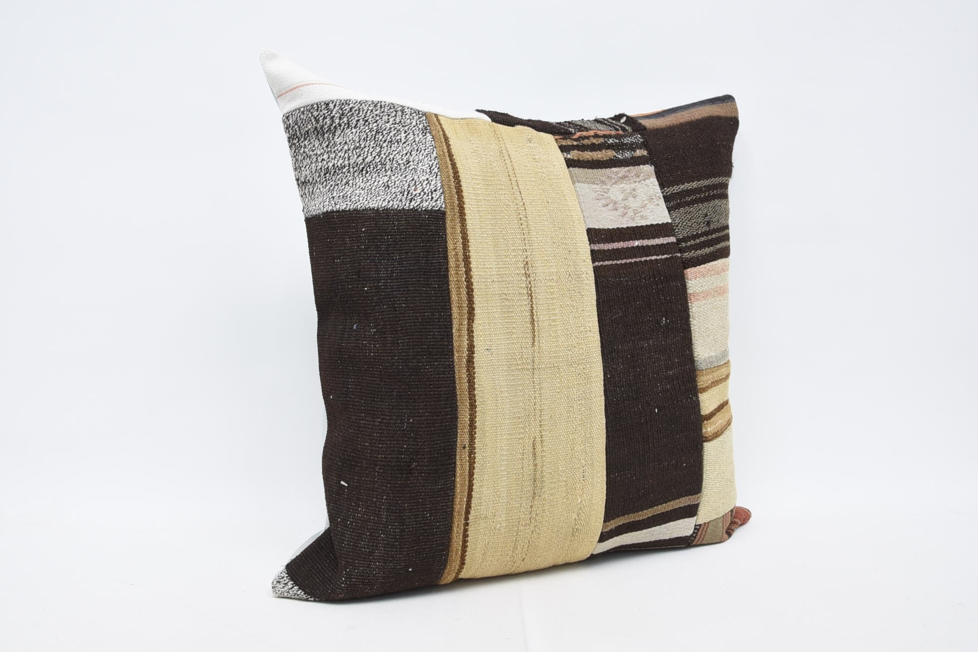 Cozy Throw Cushion Case, Kilim Pillow, Boho Pillow, 28"x28" Beige Pillow Cover, Office Chair Pillow Case, Kilim Cushion Sham