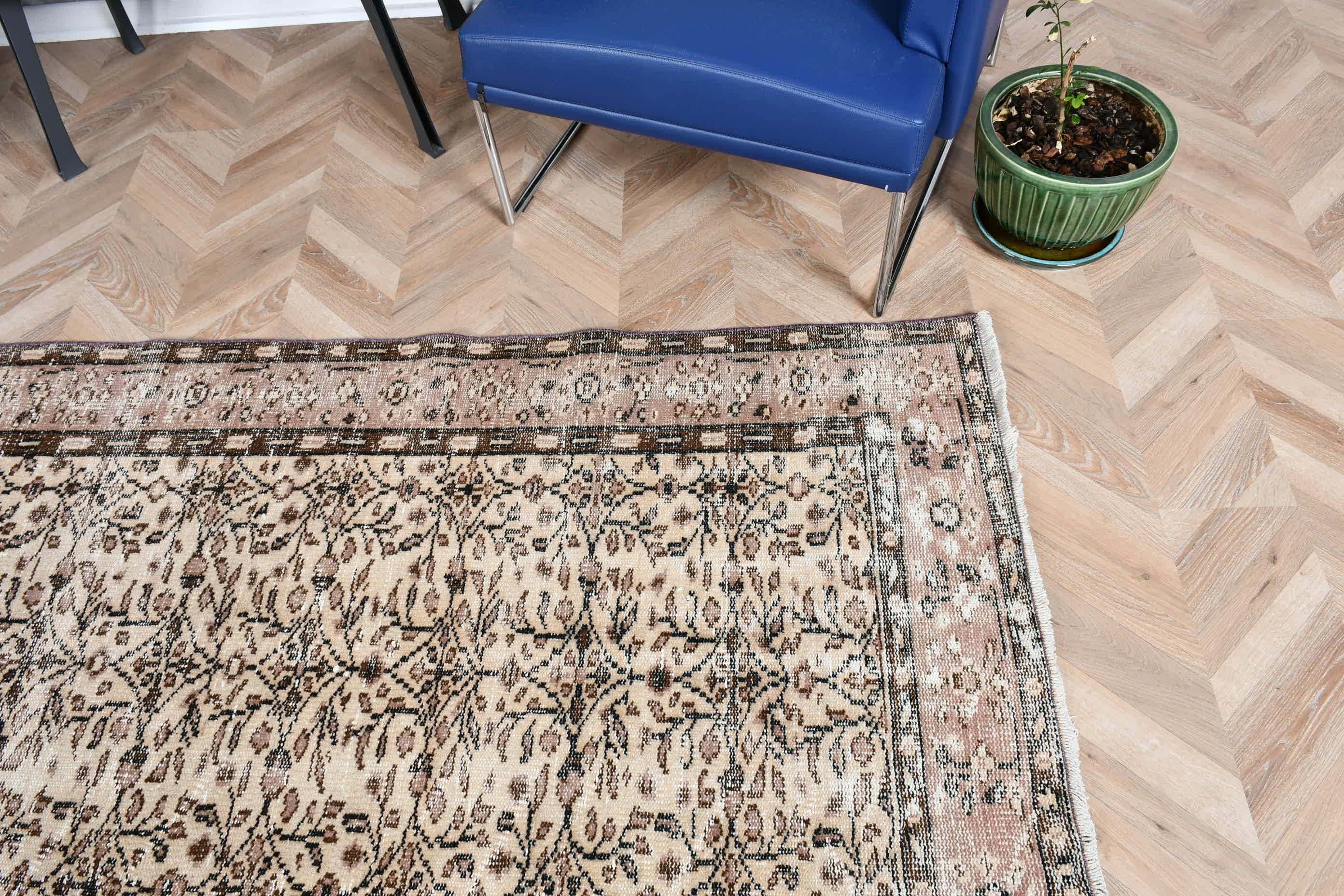 Dining Room Rug, Oushak Rug, Anatolian Rugs, Vintage Rugs, Salon Rugs, 5.5x8.9 ft Large Rug, Brown Kitchen Rug, Turkish Rug, Pastel Rugs