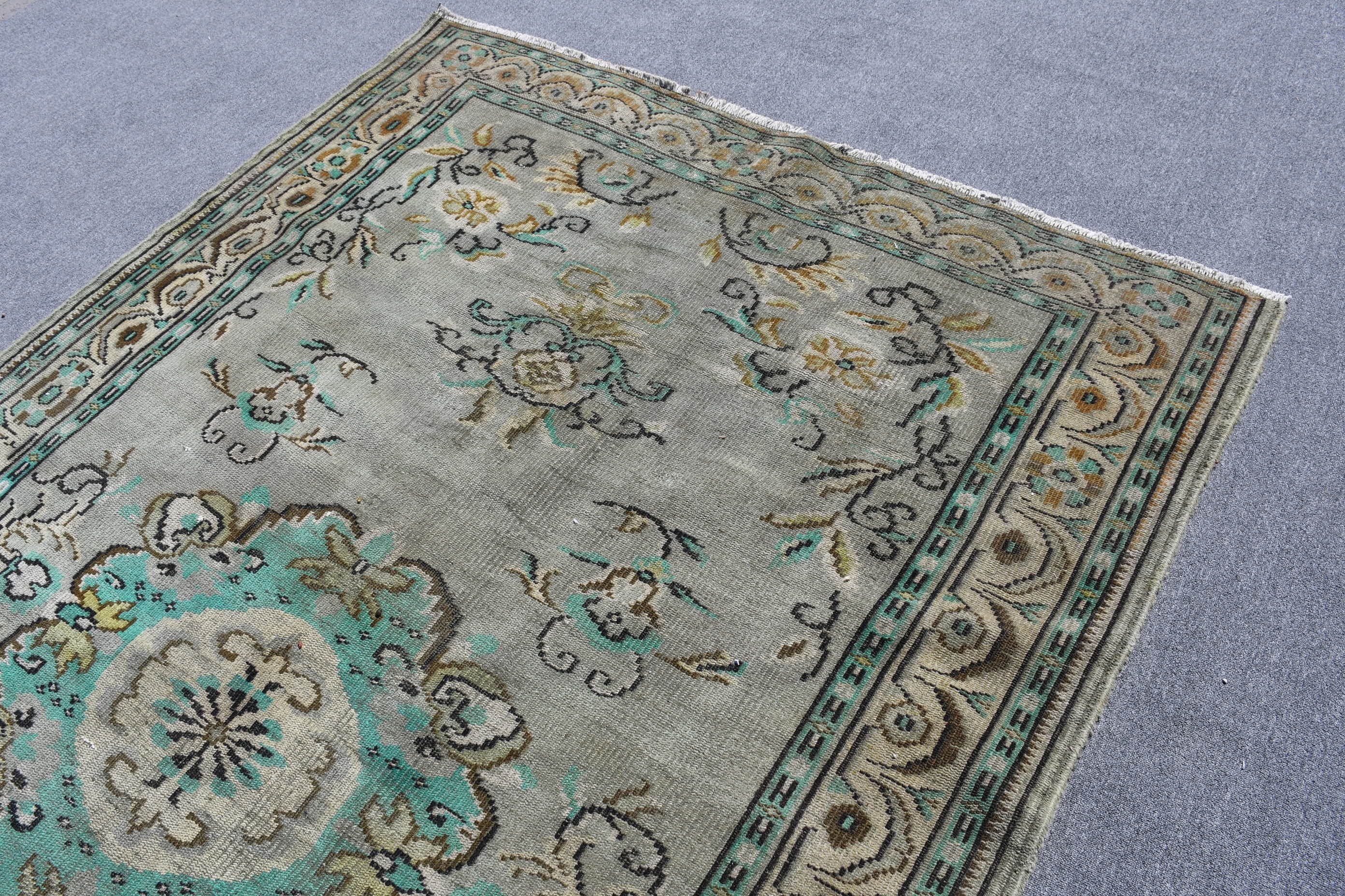 Floor Rug, Salon Rug, Anatolian Rug, Turkish Rugs, Vintage Rug, Rugs for Salon, Dining Room Rug, 6x9.6 ft Large Rugs, Green Anatolian Rug