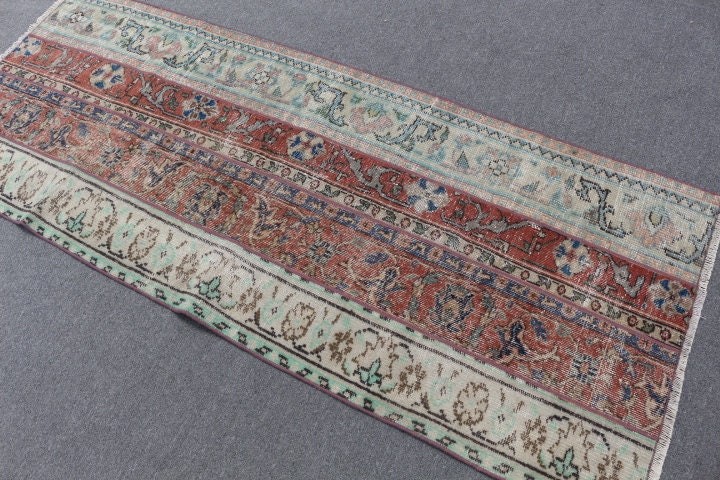 Oriental Rugs, Rugs for Entry, Vintage Rug, Kitchen Rugs, 2.8x6.9 ft Accent Rugs, Turkish Rug, Bedroom Rug, Green Moroccan Rugs, Pale Rugs