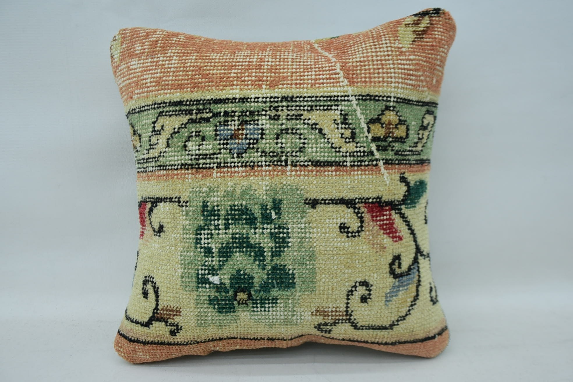 Boho Pillow, Aztec Pillow, 14"x14" Beige Cushion Case, Vintage Pillow, Decorative Pillow Case, Antique Pillows