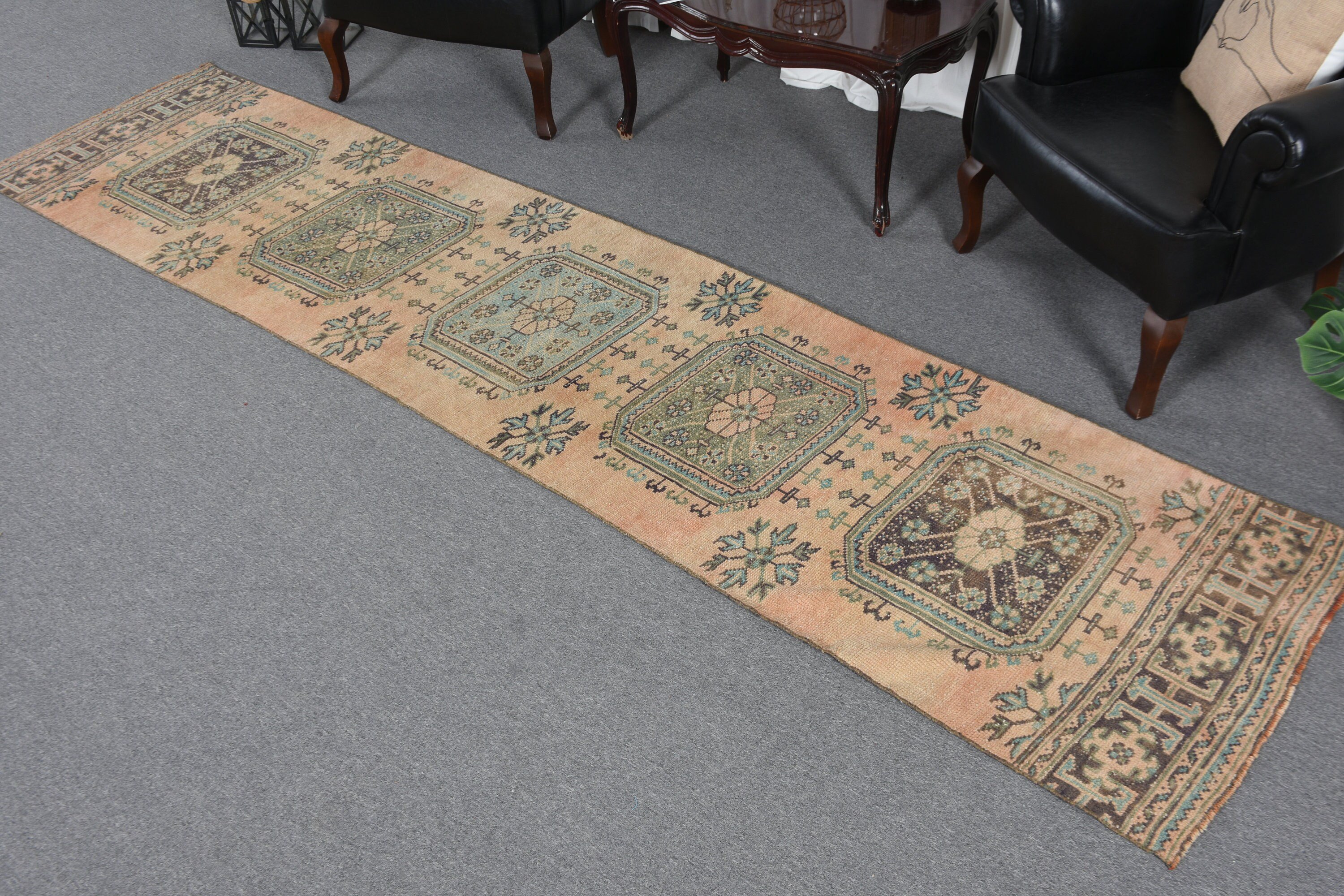 Kahverengi Yer Halısı, Koridor Halıları, Yer Halıları, Boho Halısı, 2,6x11,4 ft Runner Halısı, Anadolu Halıları, Merdiven Halıları, Vintage Halı, Türk Halısı