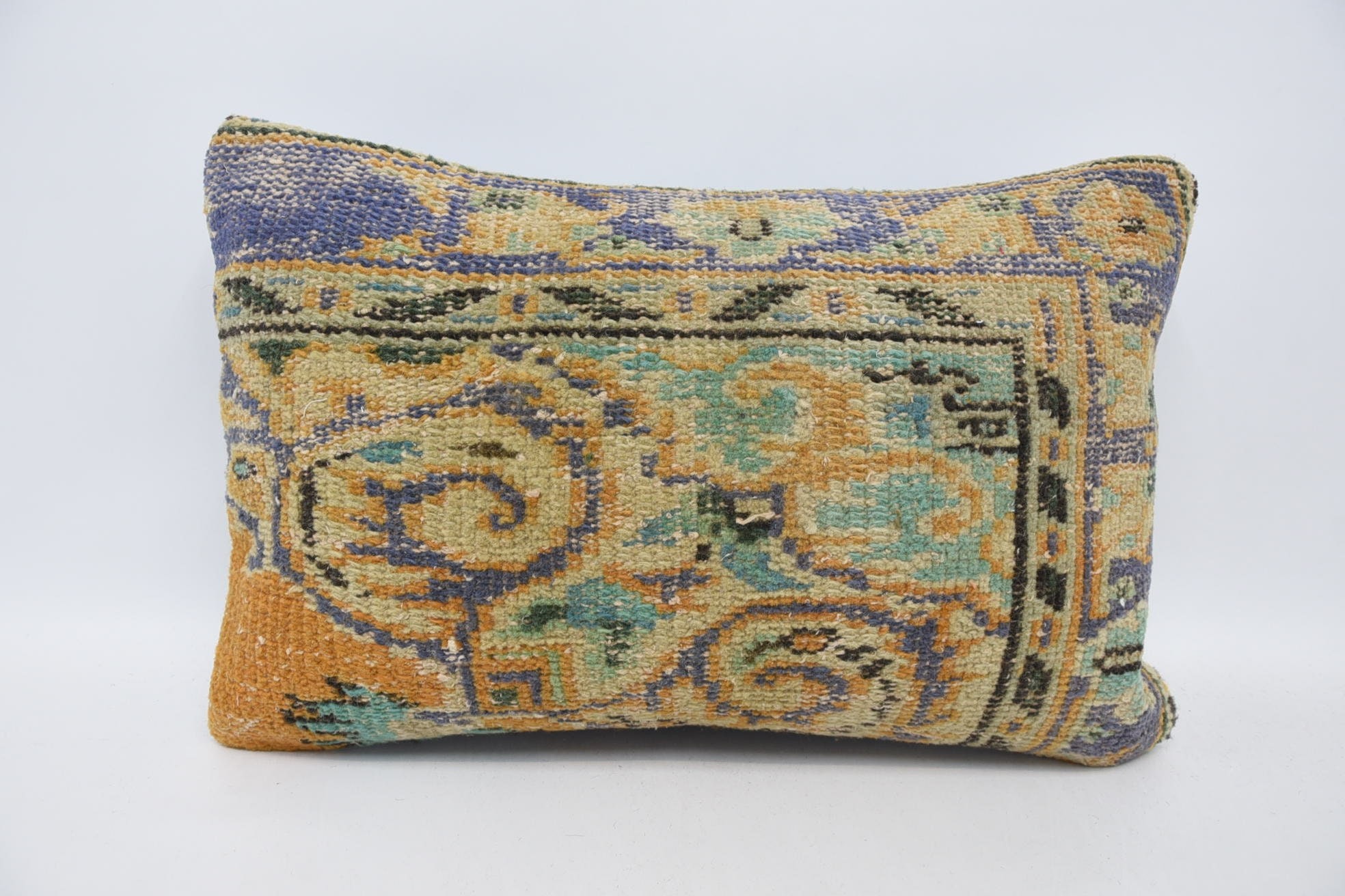 Throw Kilim Pillow, 16"x24" Orange Pillow Sham, Turkish Kilim Pillow, Home Decor Pillow, Outdoor Patio Pillow Cover, Ikat Cushion
