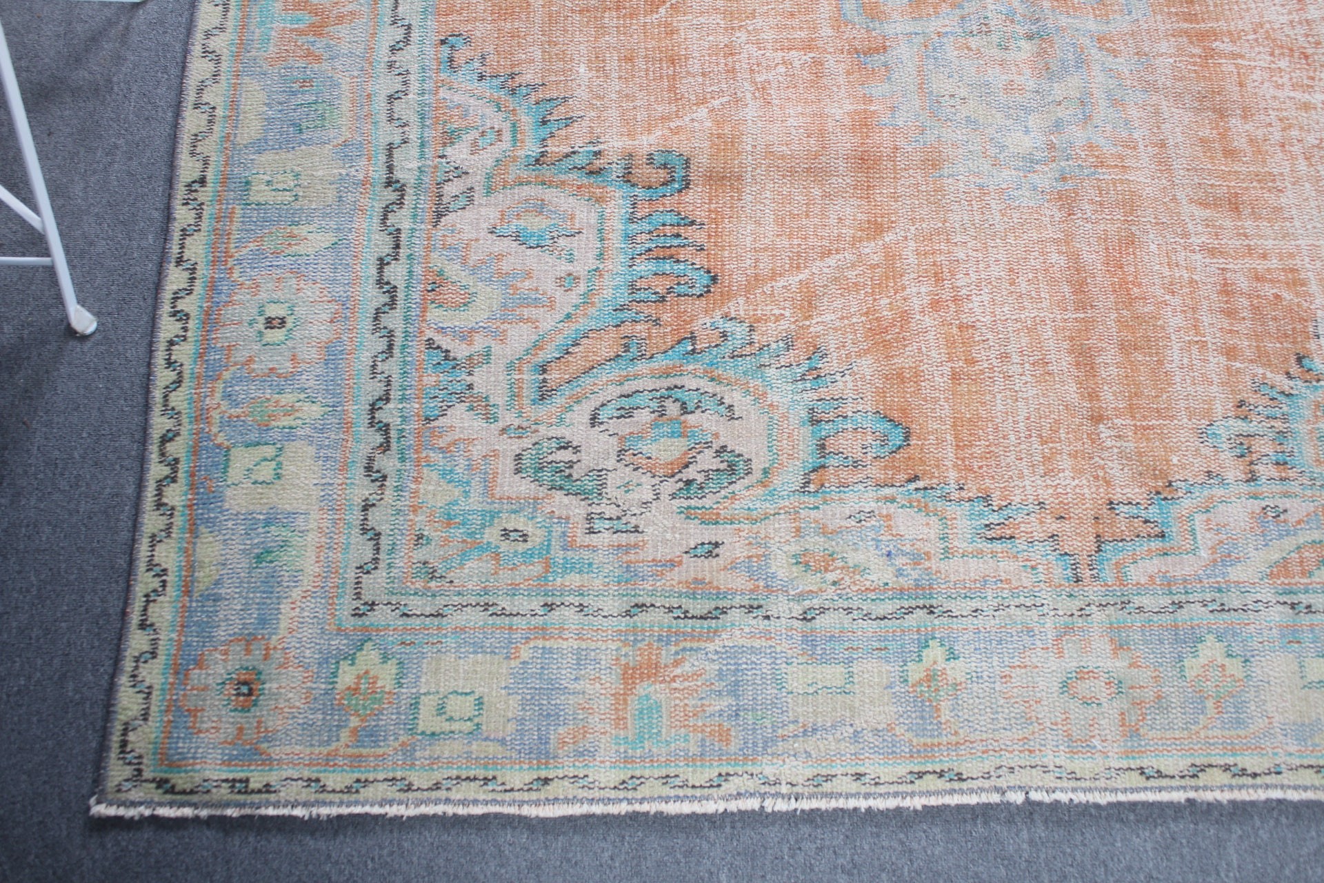 Turkish Rug, Orange Wool Rug, Rugs for Salon, Salon Rug, Organic Rugs, Vintage Rug, 6.1x9 ft Large Rug, Bedroom Rug, Home Decor Rugs