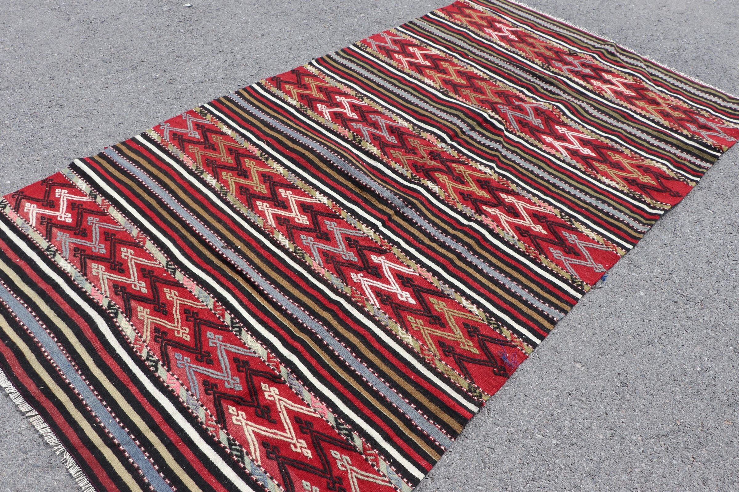 Kırmızı Soğuk Halı, Yemek Odası Halıları, Salon Halısı, Türk Halıları, 5.1x9.2 ft Büyük Halı, Kilim, Ev Dekor Halısı, Vintage Halı, Sevimli Halı, Oryantal Halı