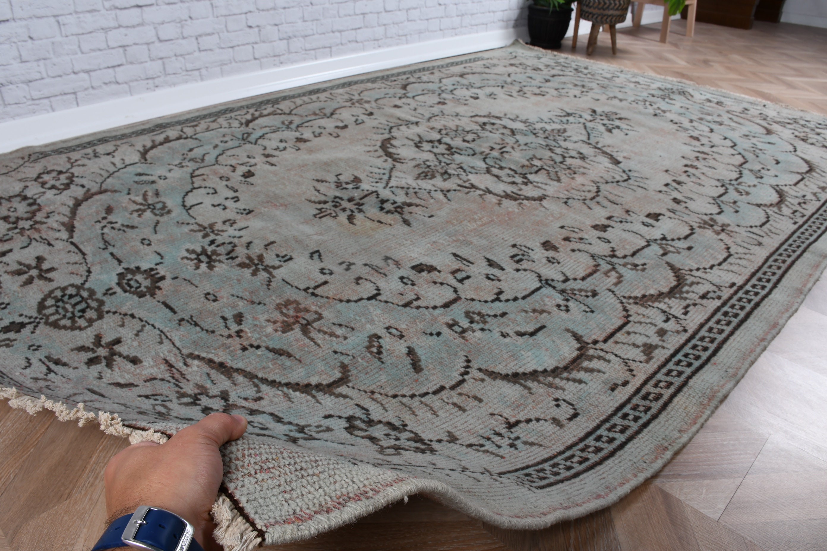 Boho Halılar, El Dokuma Halı, Türk Halısı, Yeşil Ev Dekorasyonu Halısı, Yemek Odası Halısı, Büyük Vintage Halı, 5.5x8.5 ft Büyük Halılar, Vintage Halılar