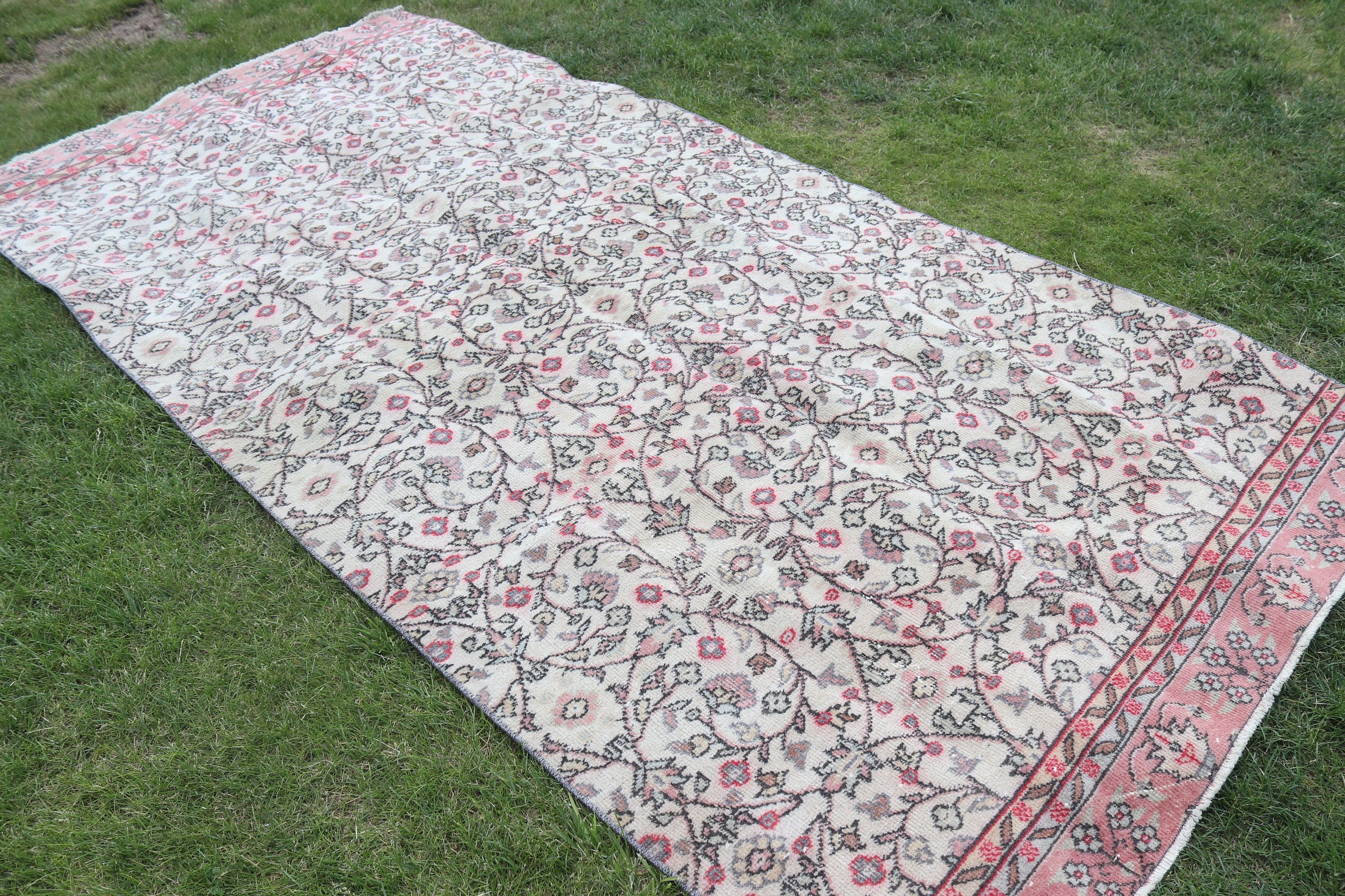 Bej El Dokuma Halılar, Türk Halıları, Havalı Halılar, Vintage Halı, Fas Halıları, 4.6x9.6 ft Büyük Halı, Oturma Odası Halıları, Yemek Odası Halıları