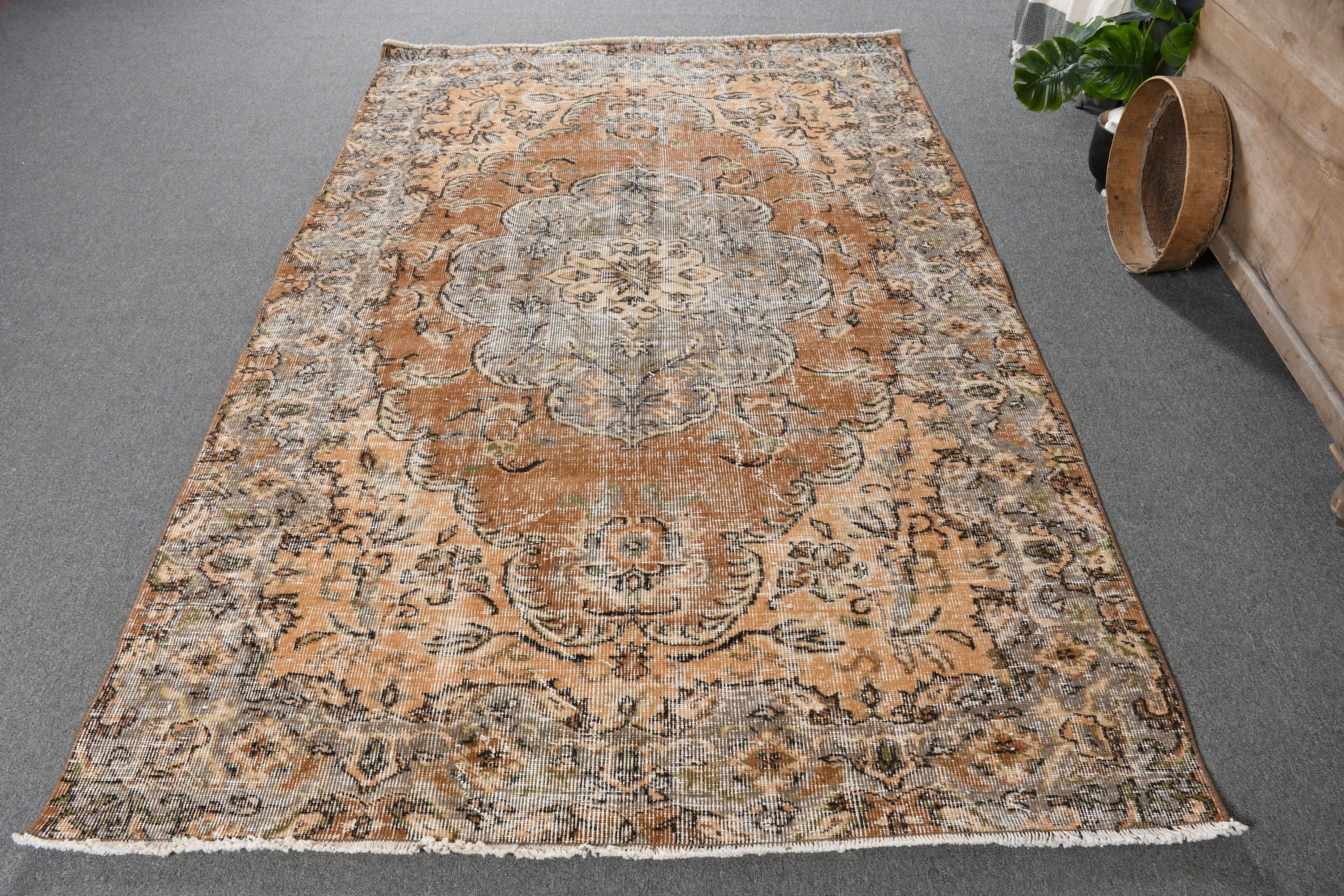 Yatak Odası Halısı, Türk Halısı, Kahverengi 5x8.1 ft Büyük Halılar, Ev Dekorasyonu Halısı, Anadolu Halısı, Vintage Halılar, Oturma Odası Halısı, Soluk Halı