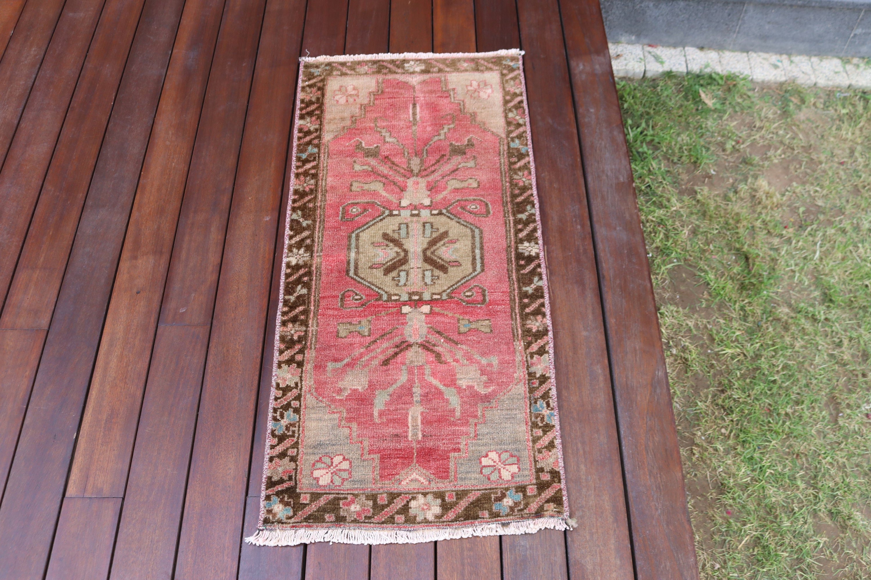 Rugs for Bath, Luxury Rug, 1.5x3.3 ft Small Rugs, Vintage Rugs, Nursery Rug, Turkish Rug, Kitchen Rugs, Antique Rug, Red Anatolian Rug