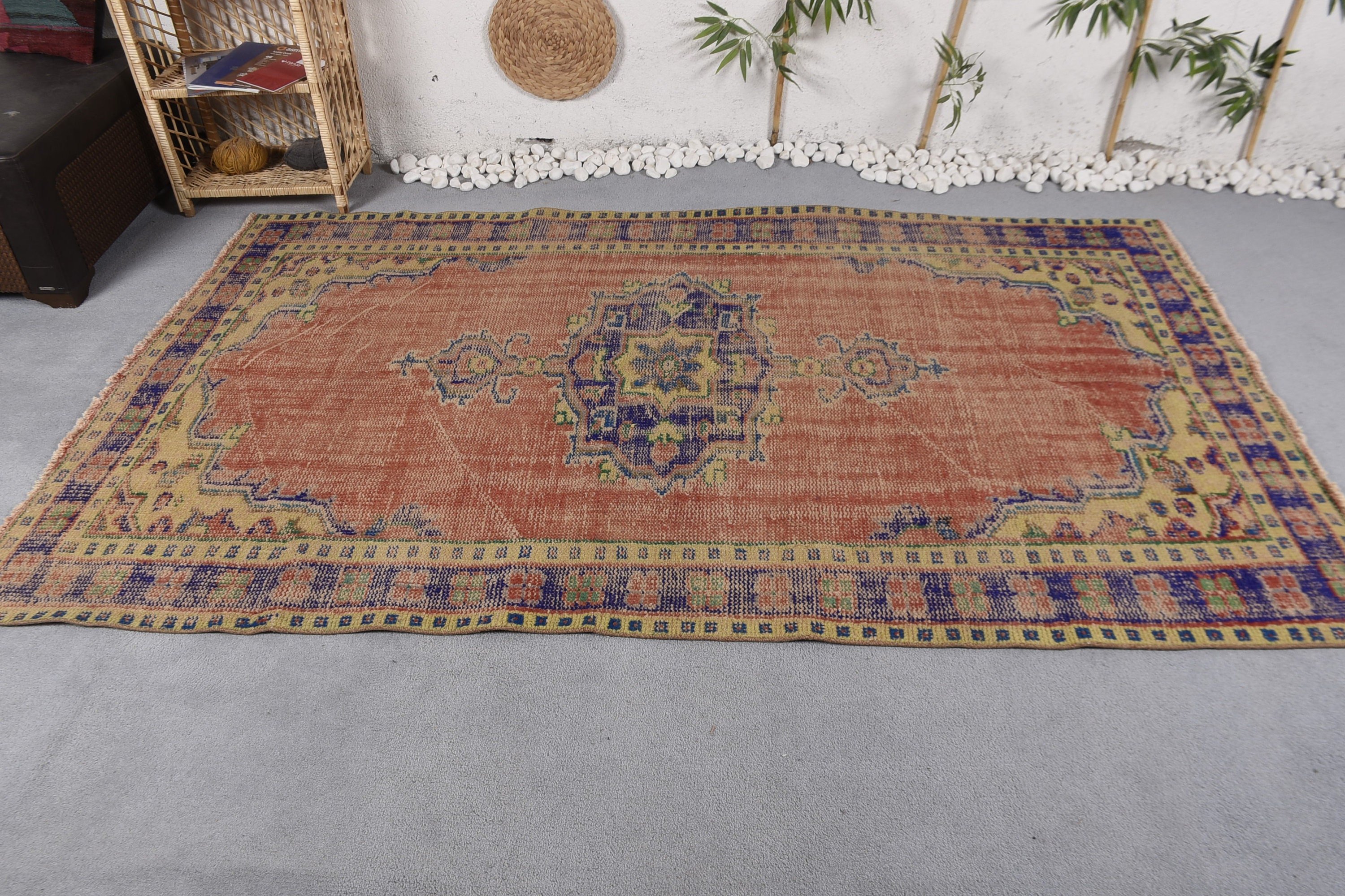 4.9x8.3 ft Large Rug, Moroccan Rug, Turkish Rug, Bedroom Rugs, Red Antique Rug, Vintage Rug, Dining Room Rug, Wool Rugs, Vintage Decor Rug