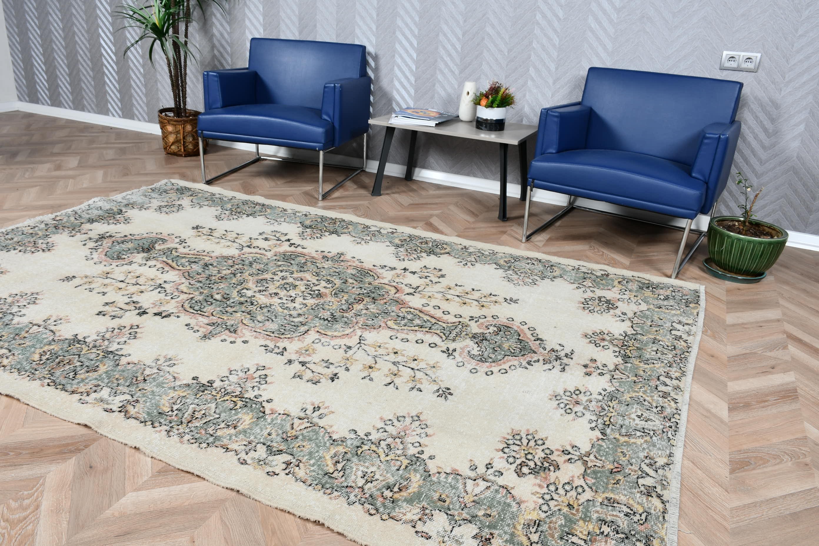 Bedroom Rugs, Rugs for Living Room, Beige Kitchen Rug, Dining Room Rugs, Turkish Rug, 5.8x8.8 ft Large Rug, Vintage Rug