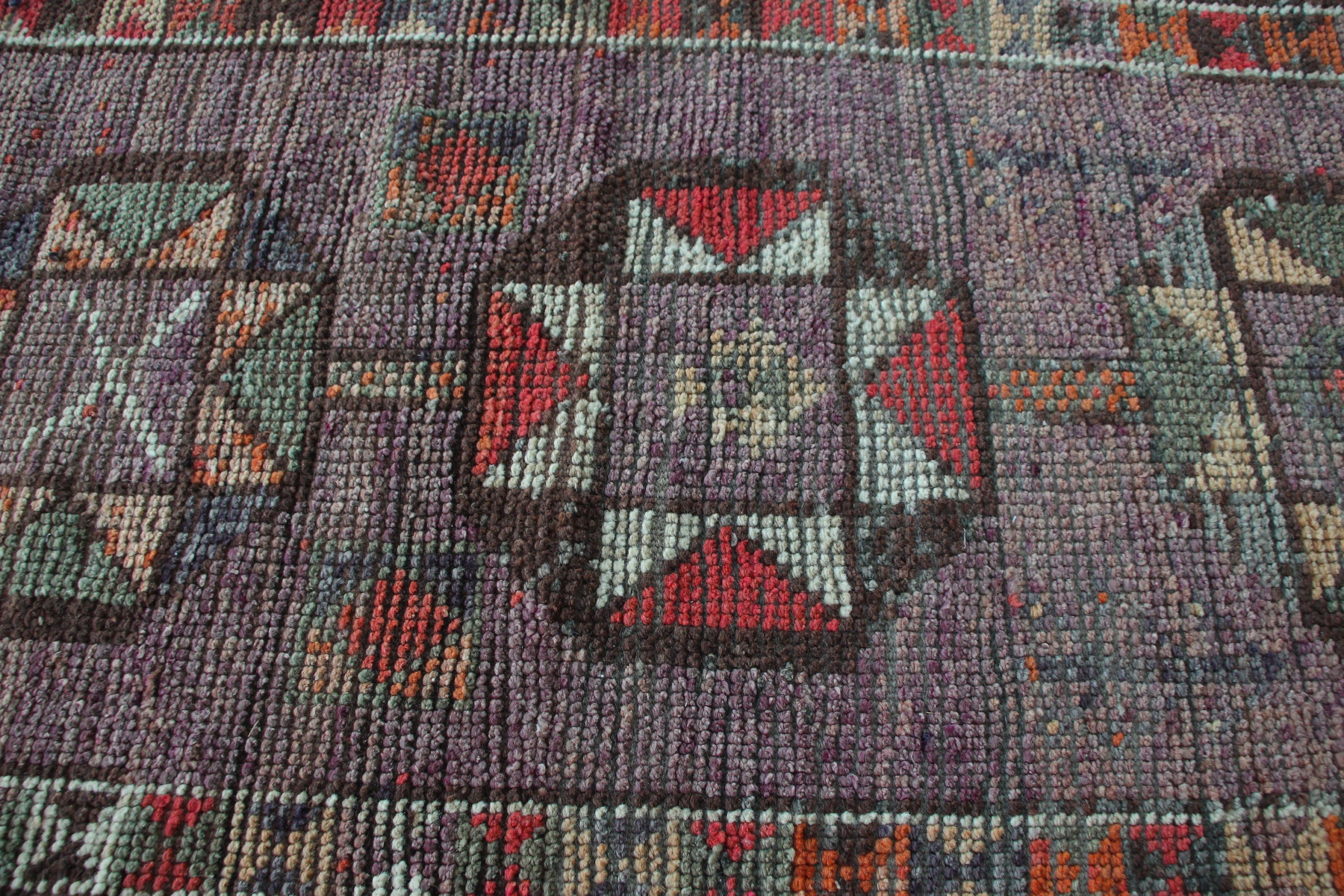 Kitchen Rug, Purple Oriental Rug, Corridor Rugs, Vintage Rugs, Turkish Rug, Old Rug, 2.7x13.9 ft Runner Rugs, Home Decor Rugs, Bedroom Rug