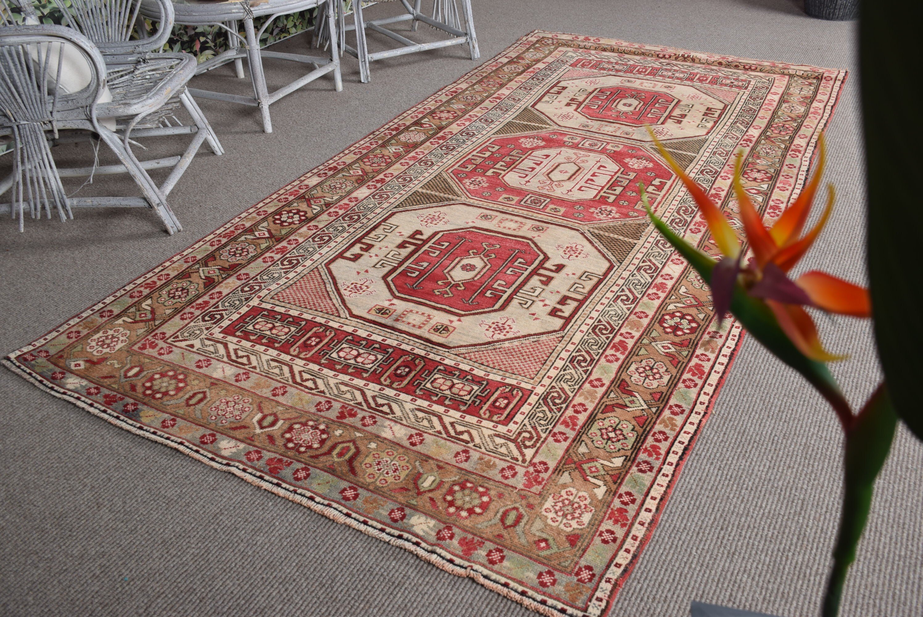 Vintage Rugs, Cool Rug, 4.6x9.6 ft Large Rug, Red Oriental Rug, Living Room Rug, Bedroom Rug, Natural Rug, Oriental Rugs, Turkish Rugs