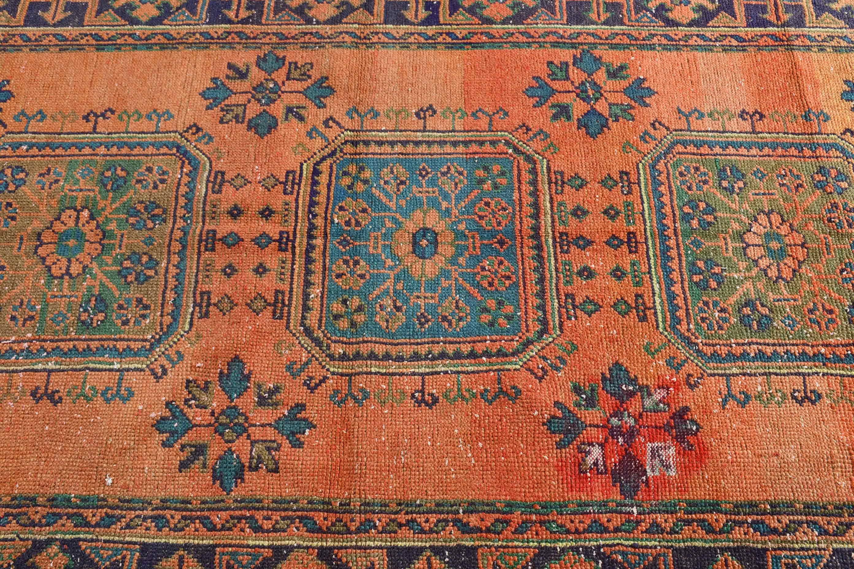 Hallway Rug, 4x10.7 ft Runner Rug, Outdoor Rug, Kitchen Rugs, Turkish Rug, Orange Oriental Rug, Antique Rug, Vintage Rugs, Bedroom Rugs