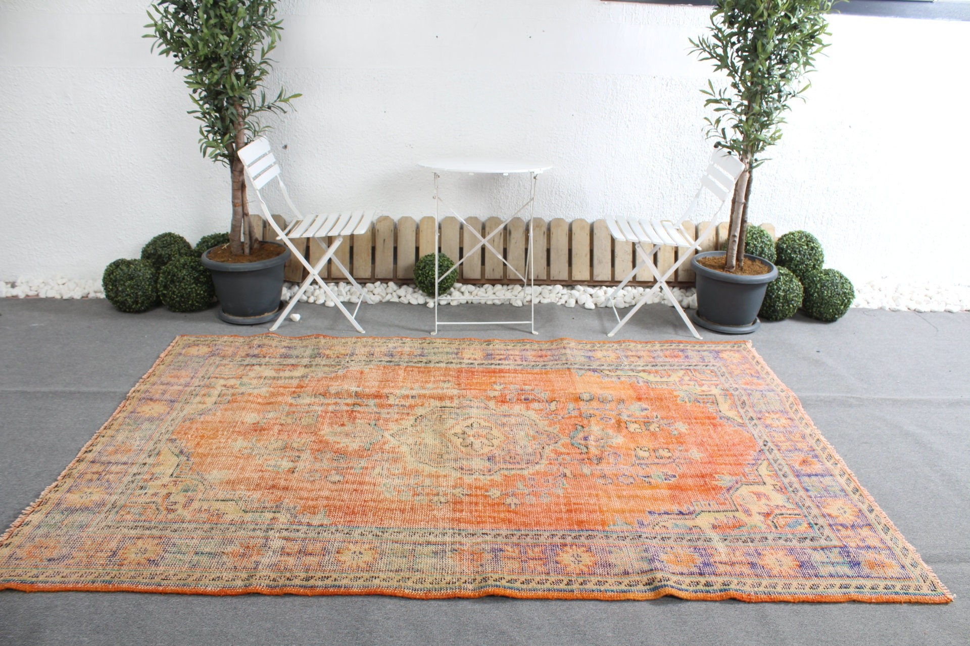 Vintage Rug, Living Room Rug, Salon Rug, 5.4x8.4 ft Large Rugs, Orange Oriental Rugs, Turkish Rug, Oushak Rugs, Art Rugs, Oriental Rug