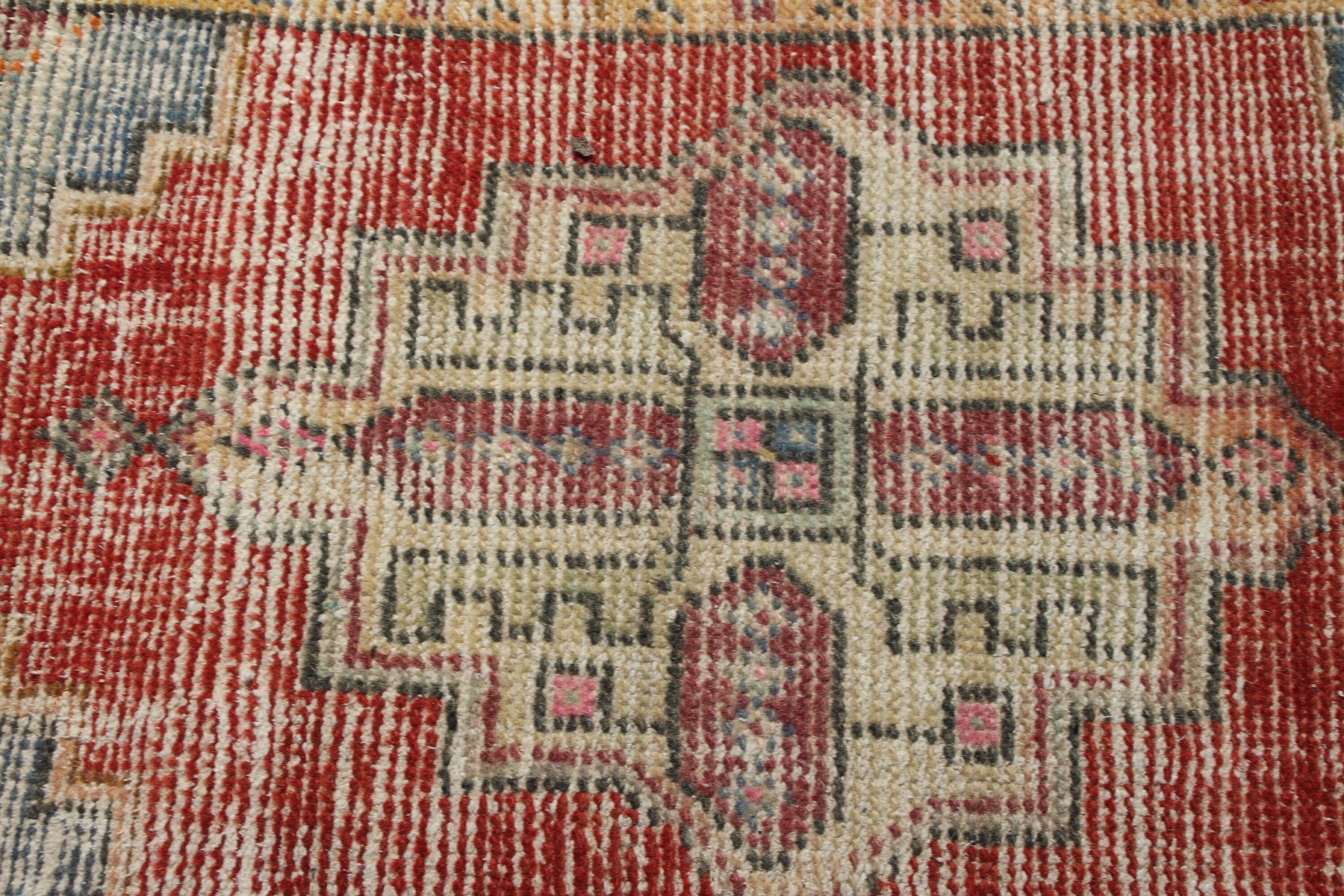 Red Moroccan Rugs, Door Mat Rugs, Turkish Rugs, Rugs for Car Mat, Vintage Rug, Oushak Rug, 1.7x3 ft Small Rug, Wool Rug, Nursery Rug