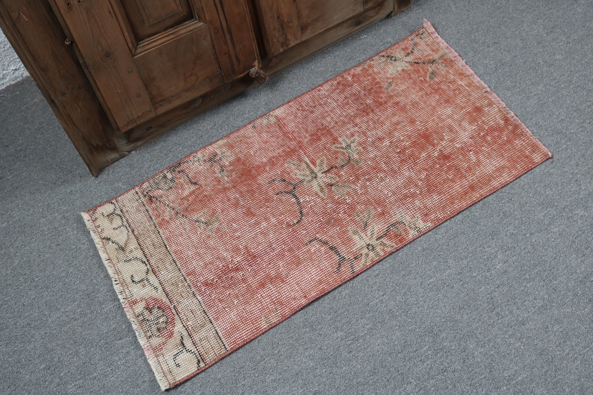 1.5x2.9 ft Small Rug, Luxury Rug, Small Area Rugs, Turkish Rug, Bedroom Rug, Floor Rug, Rugs for Door Mat, Red Wool Rugs, Vintage Rugs