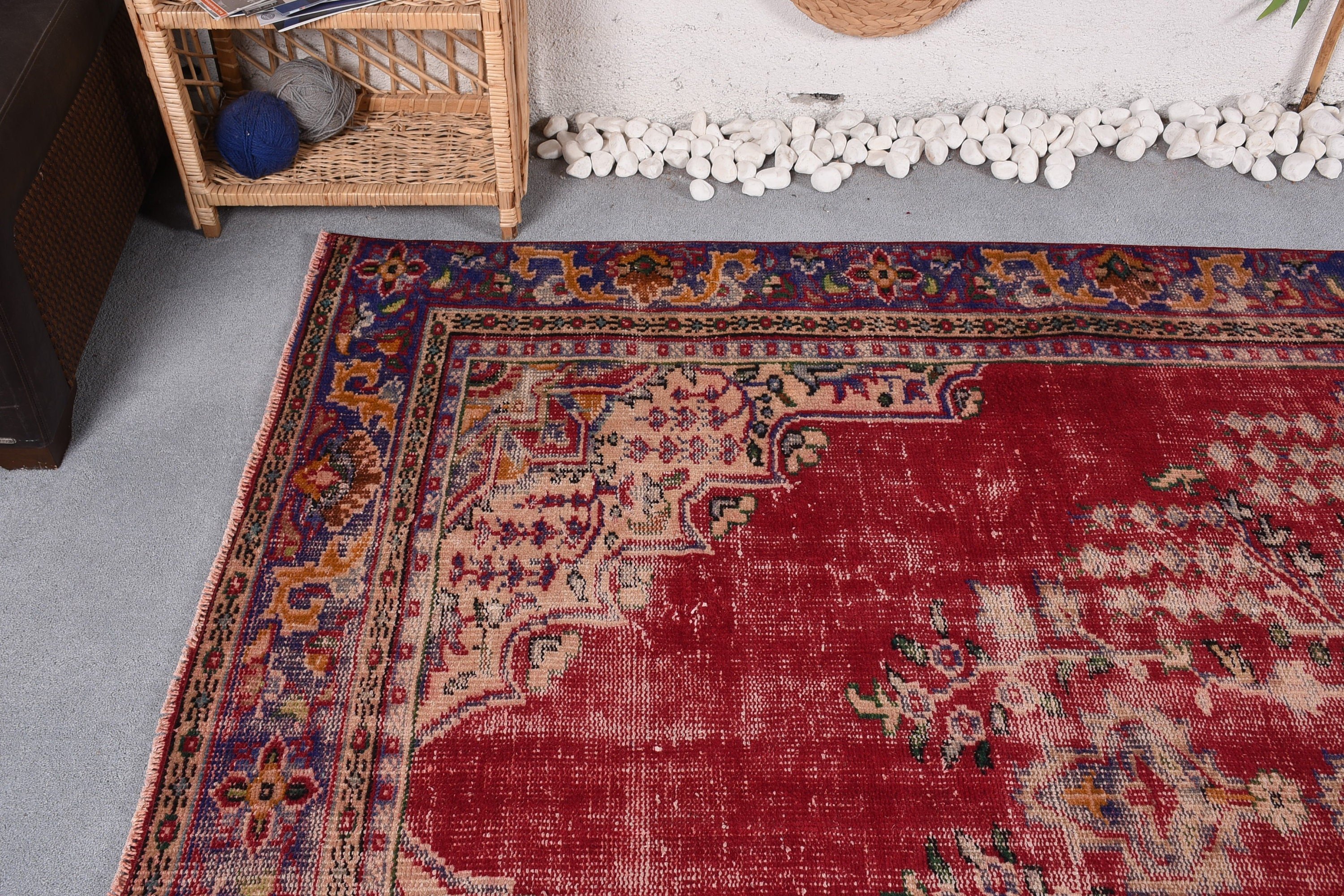 Vintage Rug, Kitchen Rug, Antique Rugs, Red Cool Rug, Turkish Rugs, Bedroom Rug, Living Room Rug, Vintage Decor Rugs, 6.3x10.7 ft Large Rug