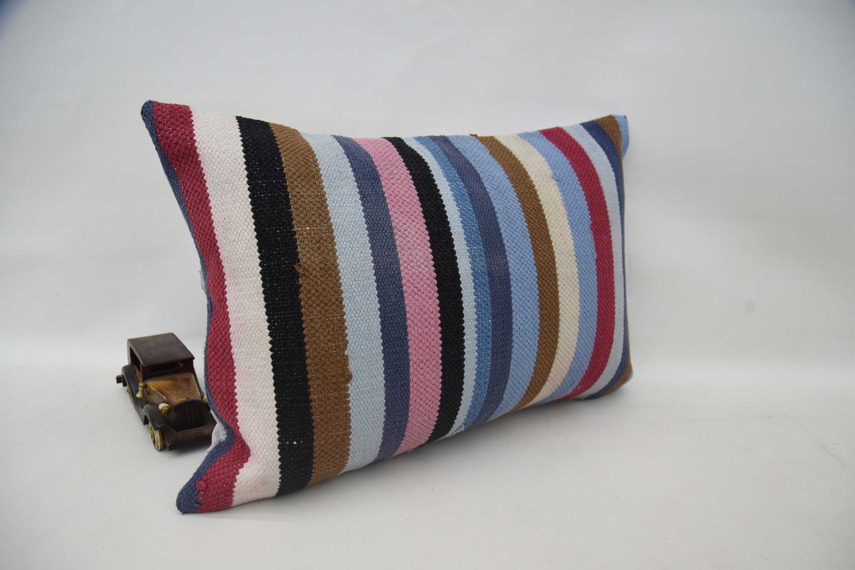 Throw Kilim Pillow, Pillow for Sofa, Vintage Kilim Throw Pillow, Aesthetic Pillow Sham, 16"x24" Blue Pillow Sham