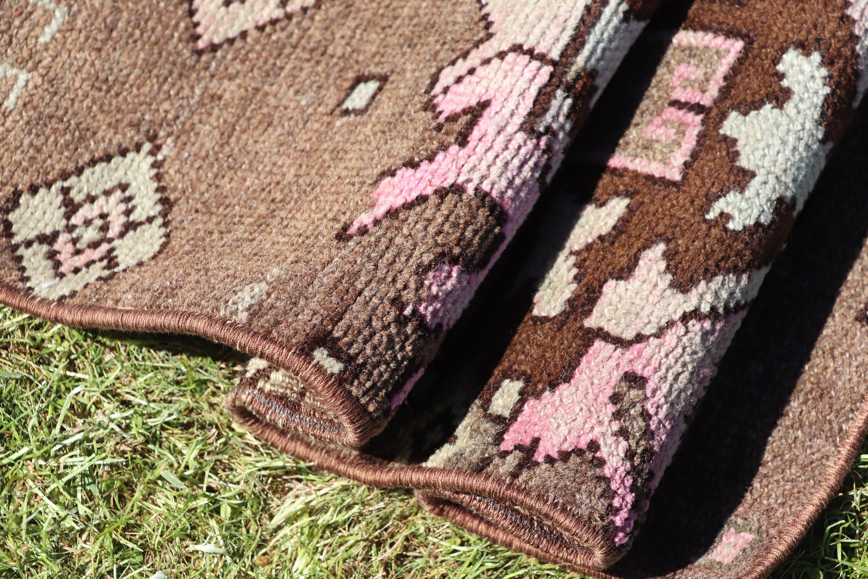 Antique Rug, Vintage Rugs, Brown Geometric Rugs, Handwoven Rugs, Kitchen Rugs, Aztec Rug, Bathroom Rug, 1x2.3 ft Small Rugs, Turkish Rug