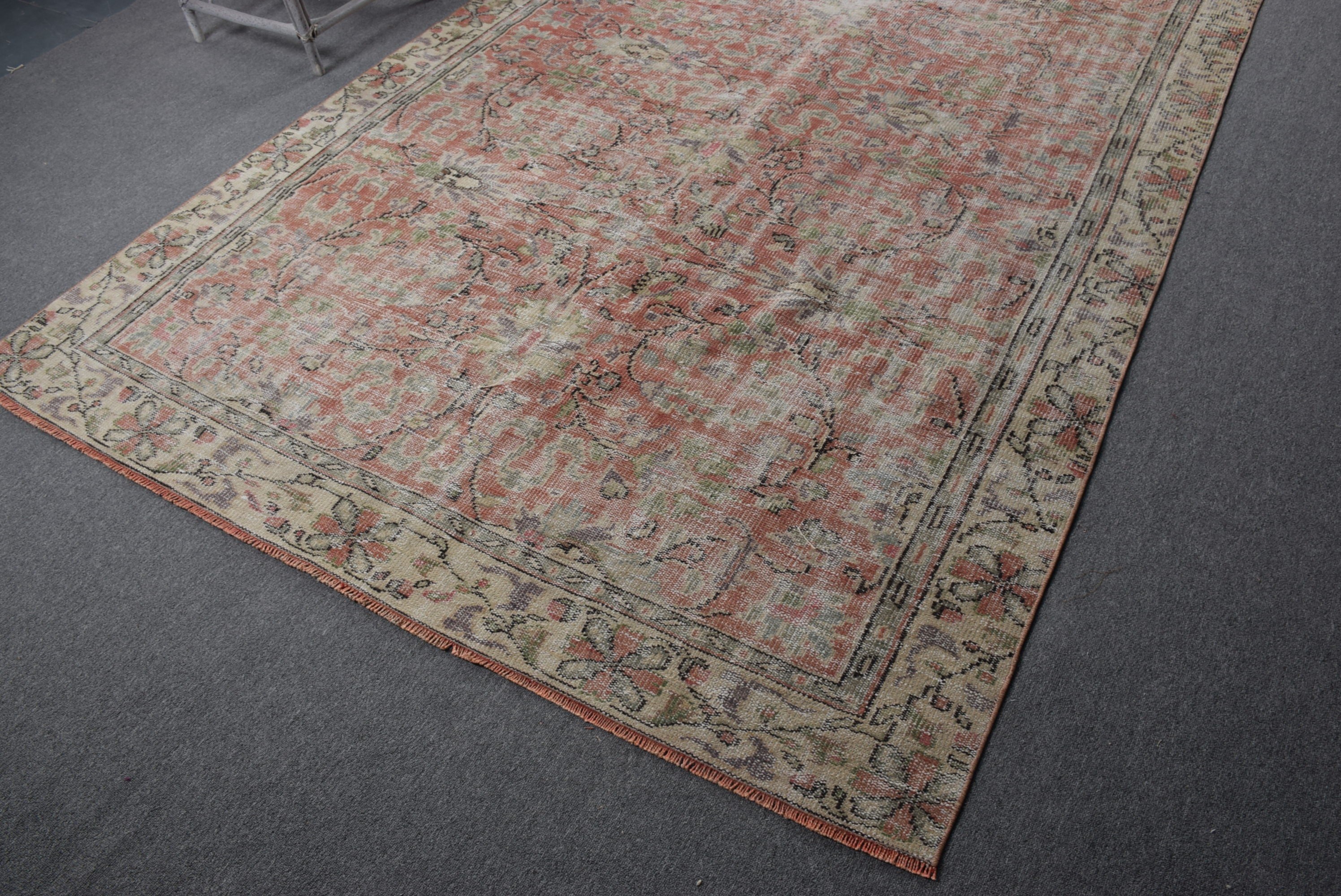 Vintage Rug, Bedroom Rug, Rugs for Living Room, Red  6.3x10.2 ft Large Rug, Turkish Rugs, Salon Rugs, Cool Rug