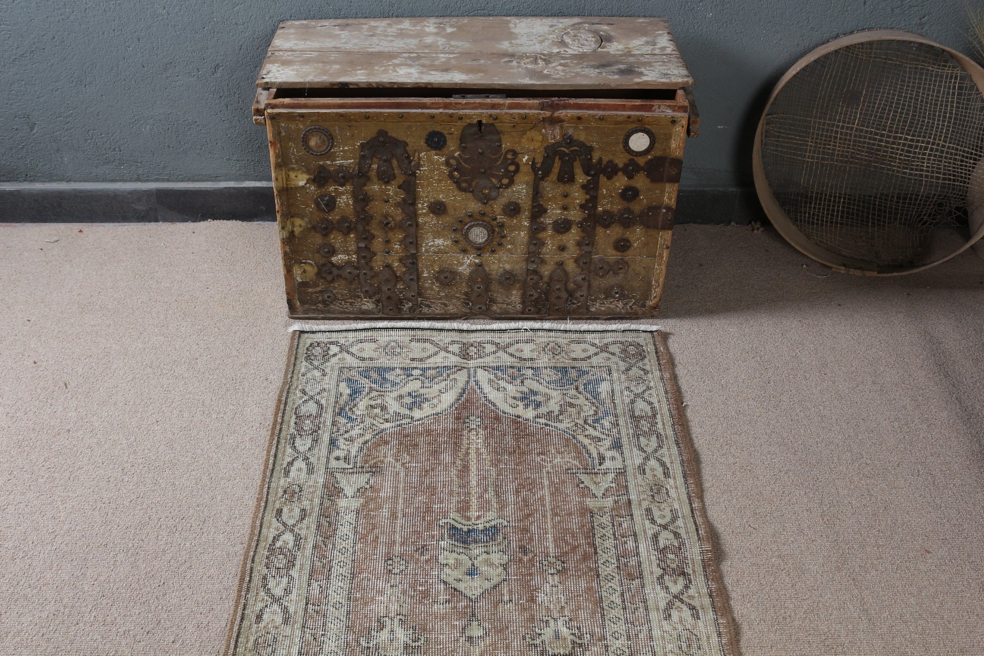 Organik Halı, Oushak Halı, Banyo Halısı, Mor Fas Halıları, Türk Halısı, Paspas Halısı, Mutfak Halısı, Vintage Halı, 2,5x4,4 ft Küçük Halılar