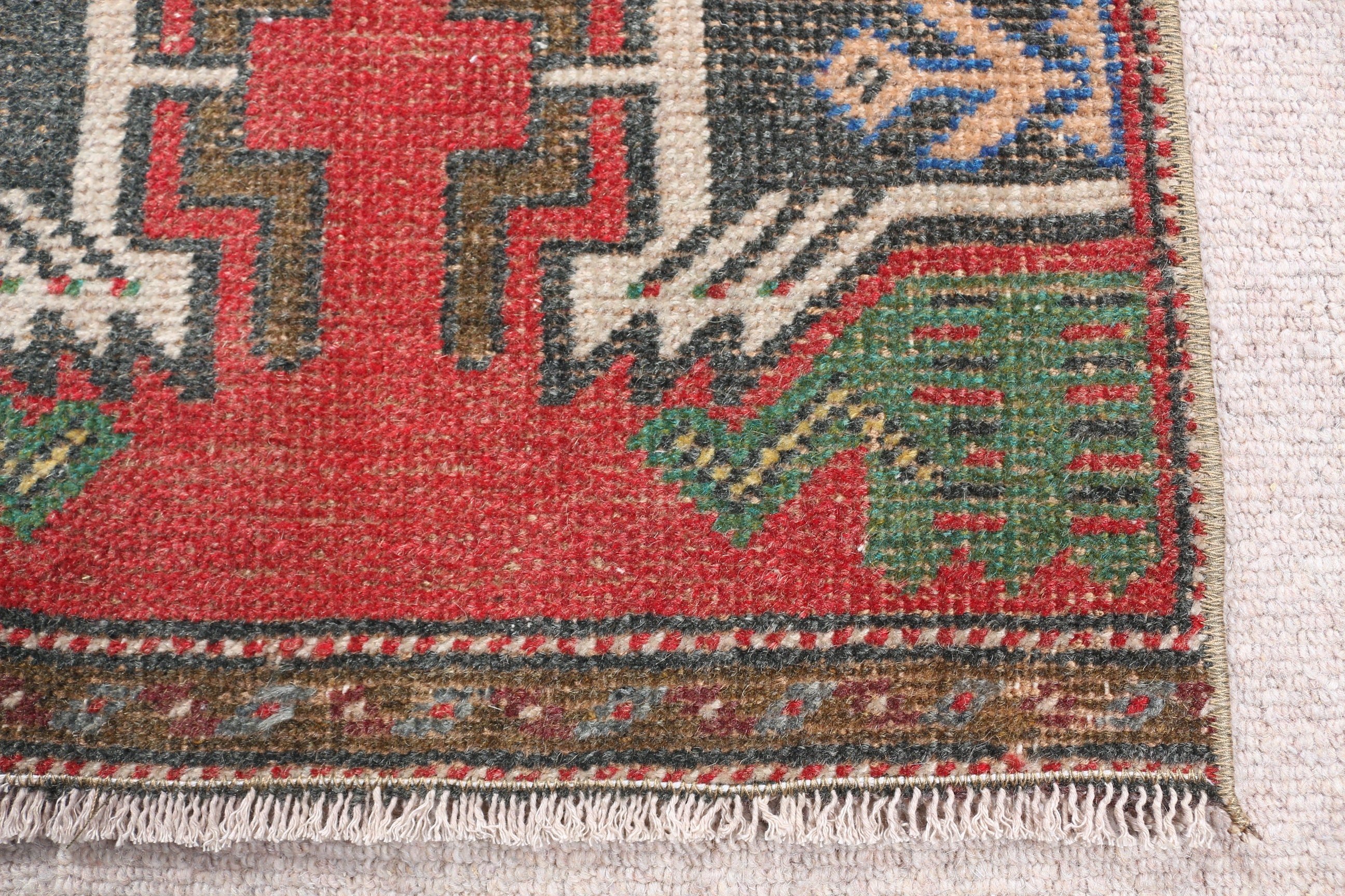 Oushak Rugs, Kitchen Rug, Vintage Rugs, 1.4x3.1 ft Small Rug, Rugs for Nursery, Oriental Rug, Red Anatolian Rug, Turkish Rug, Entry Rugs