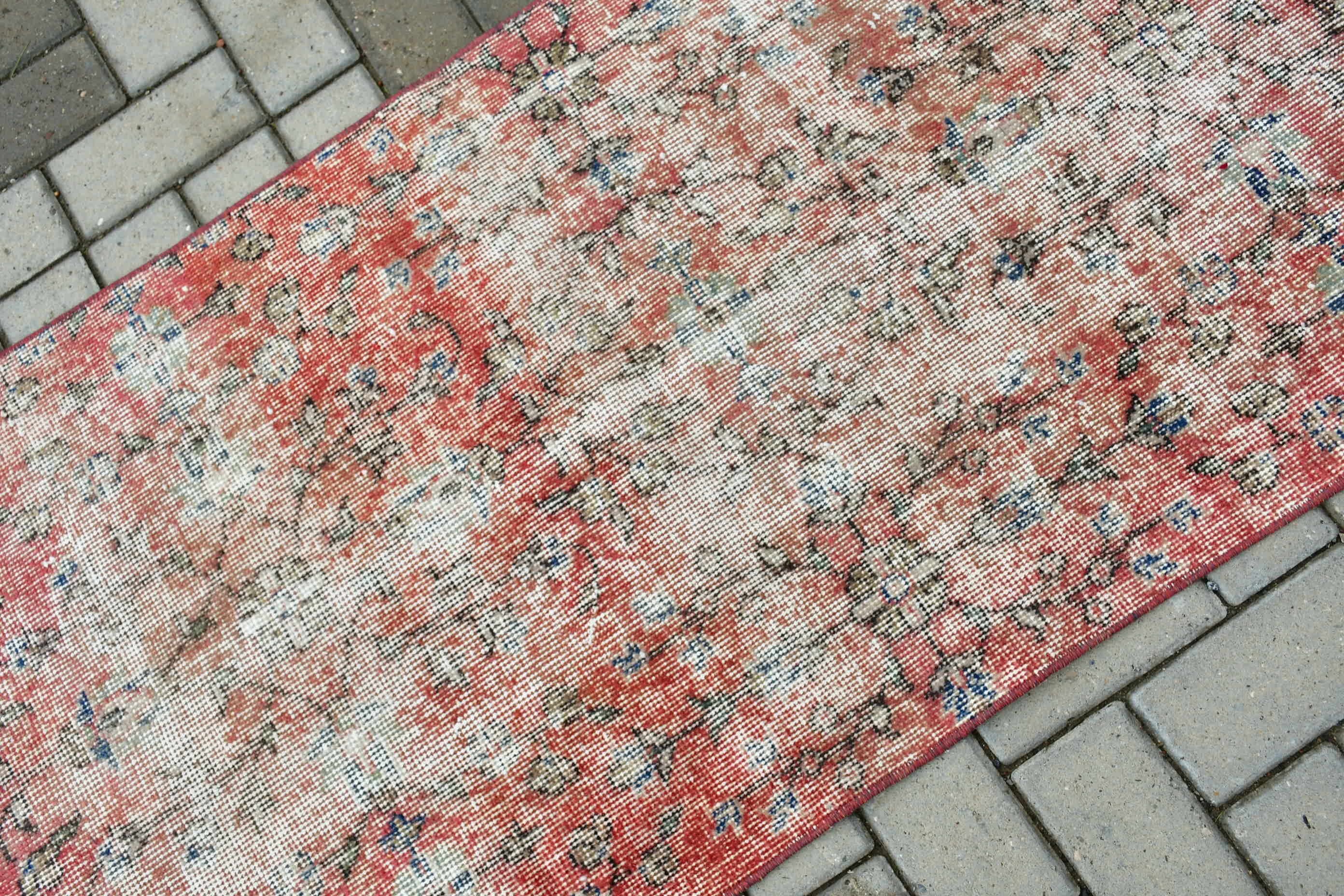 Wool Rug, Rugs for Wall Hanging, Vintage Rug, Red Cool Rug, Turkish Rug, 2.4x5.3 ft Small Rug, Home Decor Rug, Entry Rugs, Door Mat Rug