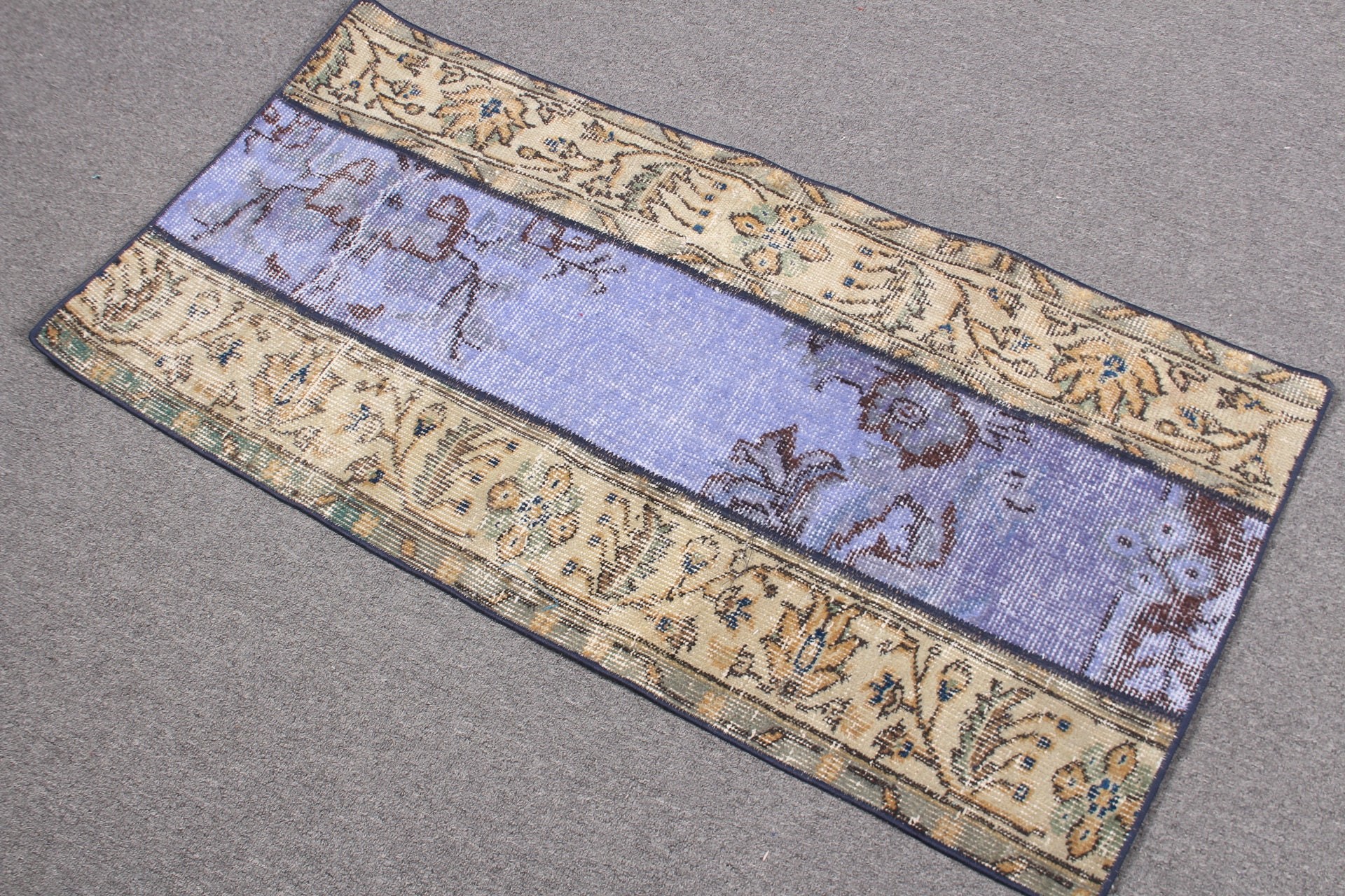 1.8x3.7 ft Küçük Halılar, Kapı Paspası Halıları, Araba Paspas Halısı, Bej Oushak Halılar, Kapı Paspas Halısı, Fas Halısı, Yün Halı, Vintage Halı, Türk Halısı