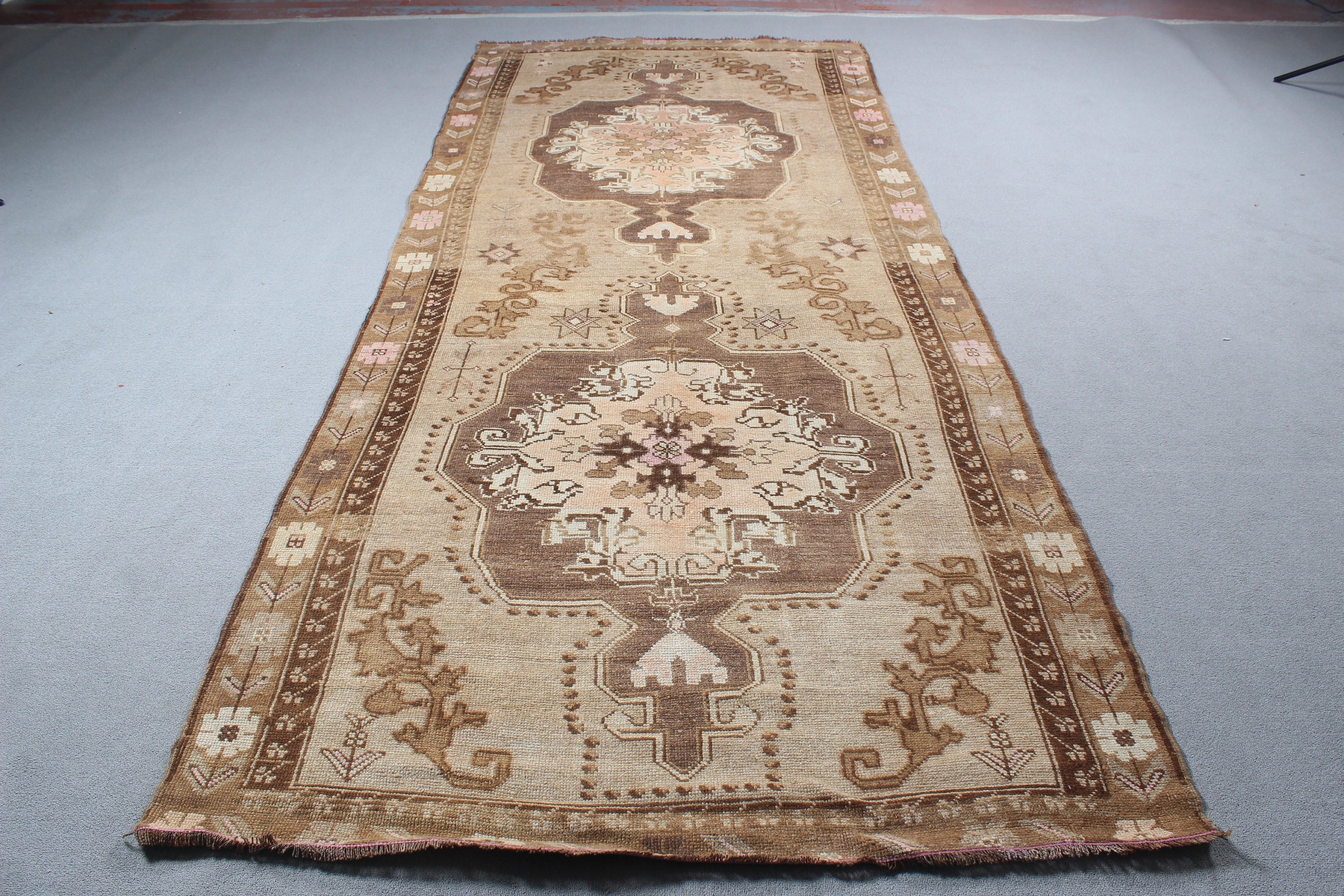 Büyük Boho Halıları, Türk Halıları, Kahverengi Oushak Halıları, Yemek Odası Halısı, 4,8x11,4 ft Büyük Halılar, Modern Halılar, Fas Halısı, Vintage Halı