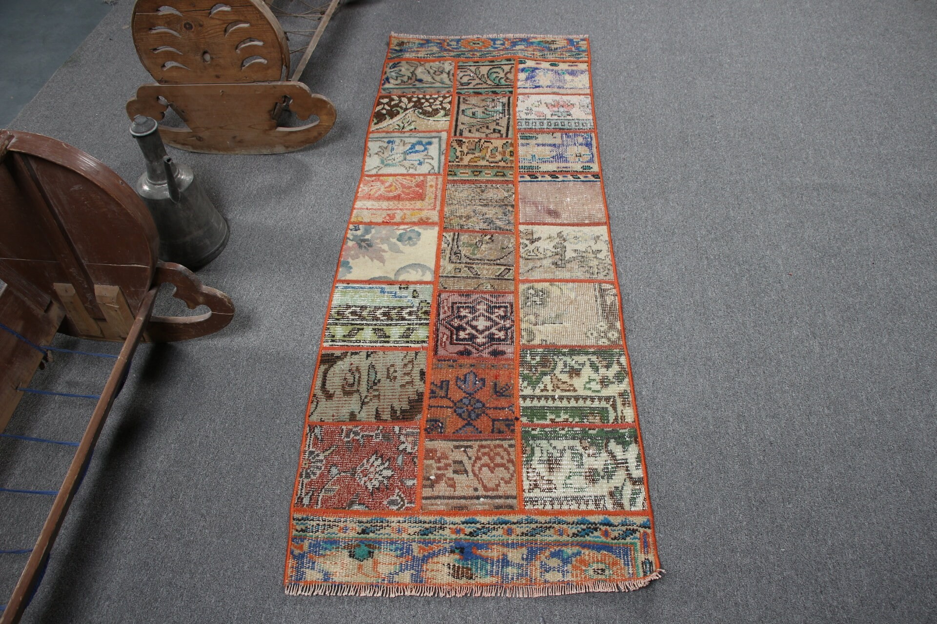 64x178 cm Yolluk Halı, Merdiven Halı, Koridor Halı, Turuncu Zemin Halı, Koridor Halı, Nostaljik Halı, Antik Halı, Koridor Halı