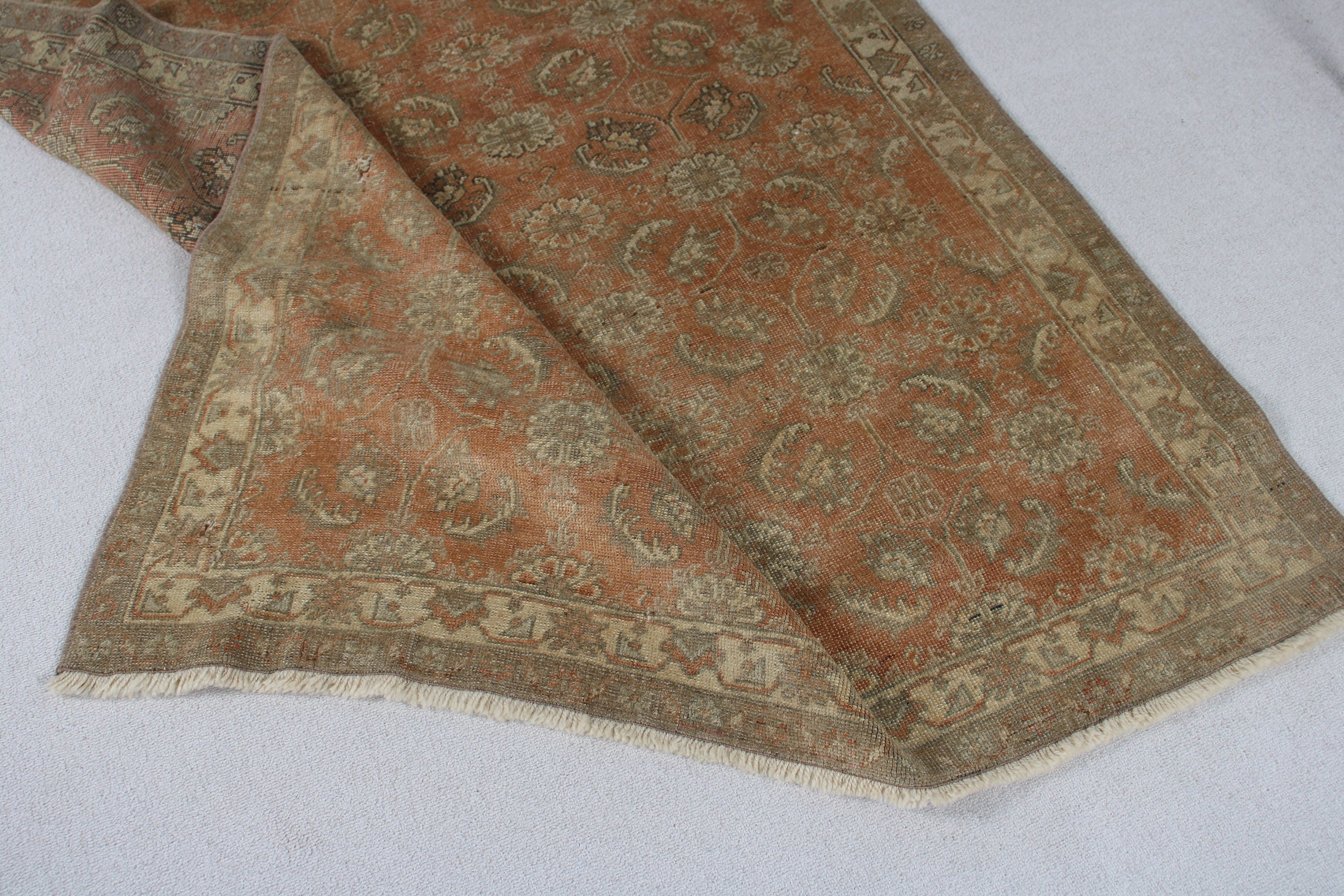 Turuncu Fas Halıları, İç Mekan Halıları, Türk Halısı, 4,5x7,3 ft Alan Halısı, Organik Halı, Ev Dekor Halıları, Vintage Halılar, Açıklama Halısı, Yatak Odası Halısı