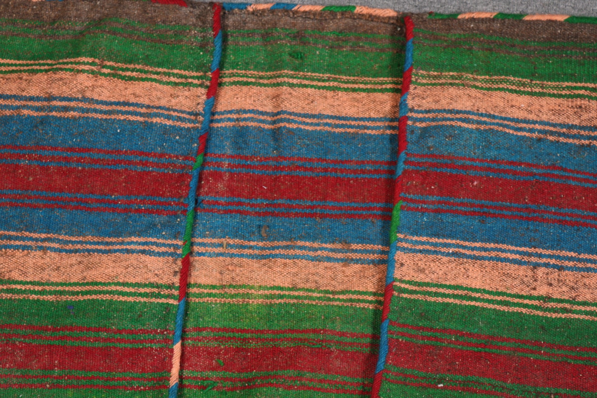 1.6x4 ft Küçük Halılar, Yeşil Düz Dokuma Halı, Türk Halıları, Kilim, Yatak Odası Halıları, Antika Halı, Geometrik Halılar, Vintage Halı, Paspas Halıları