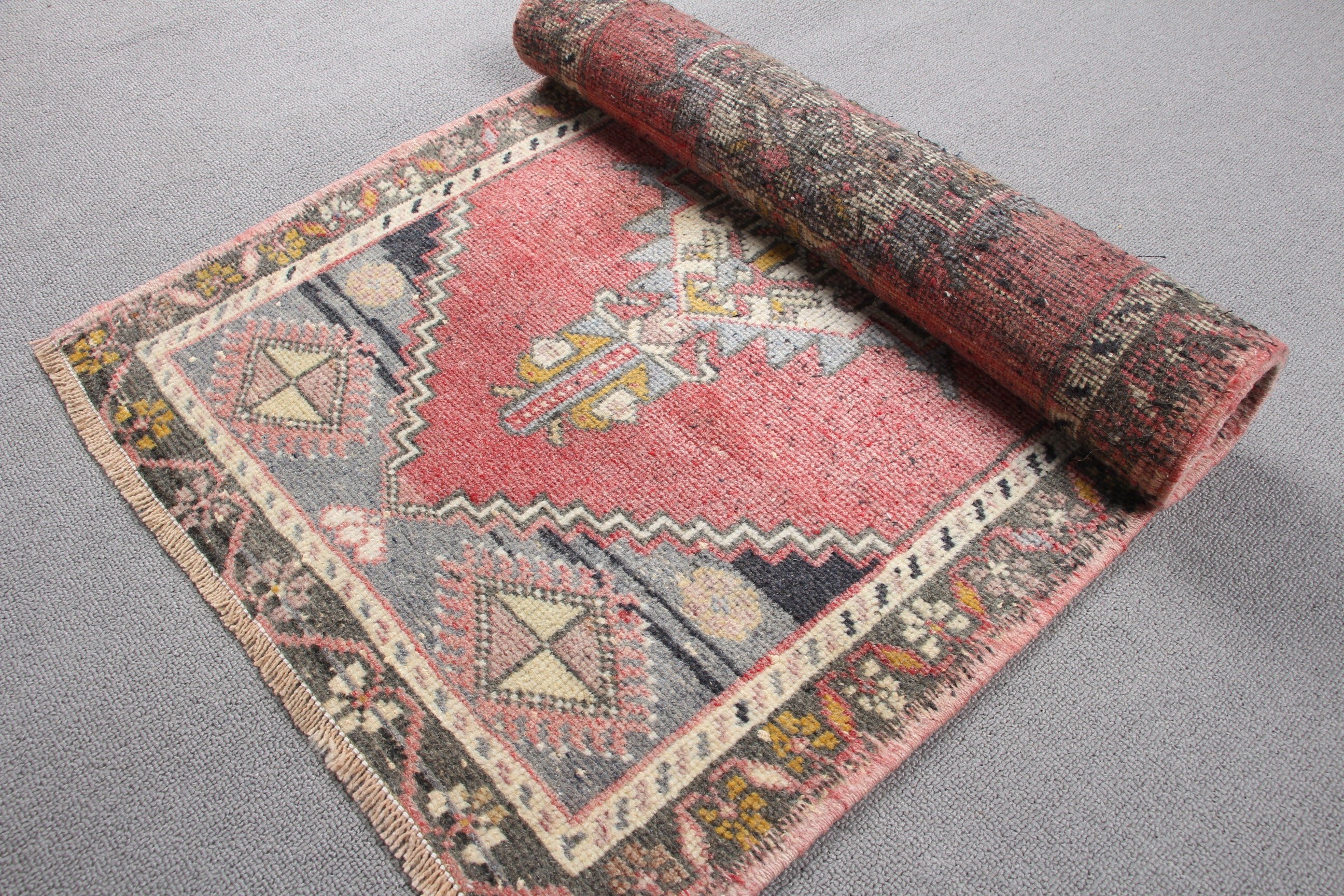 Oushak Rugs, Bathroom Rug, Red Wool Rugs, Vintage Rug, Antique Rugs, 1.9x3.4 ft Small Rugs, Kitchen Rugs, Turkish Rugs, Rugs for Bedroom