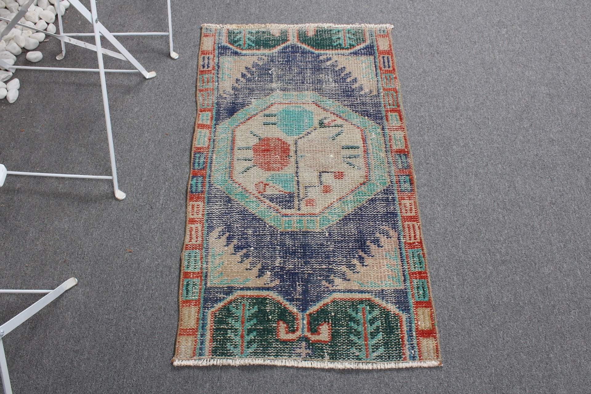 Car Mat Rug, 2x3.6 ft Small Rugs, Turkish Rug, Home Decor Rugs, Rugs for Bedroom, Vintage Rug, Blue Oriental Rug, Door Mat Rug, Floor Rug