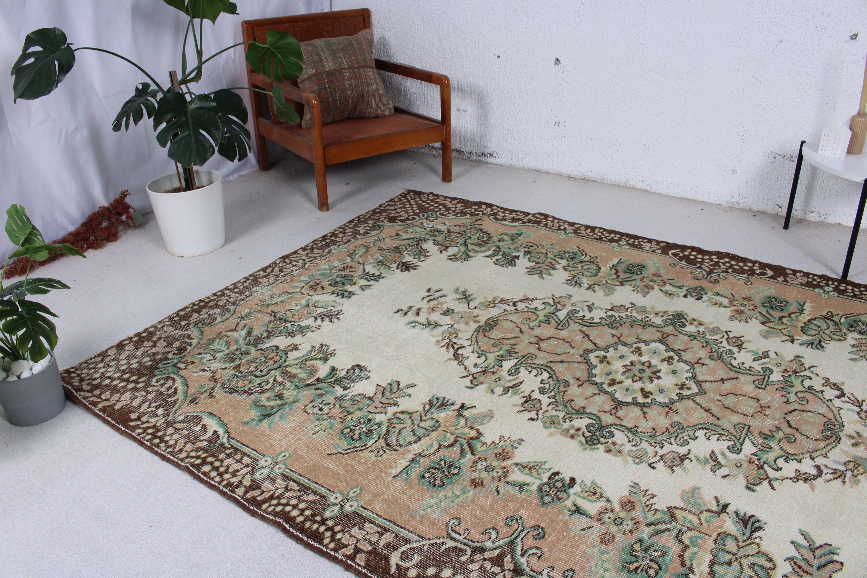 Kabile Halıları, 6x8,9 ft Büyük Halılar, Yer Halısı, Oturma Odası Halısı, Modern Halı, Yemek Odası Halısı, Türk Halıları, Vintage Halılar, Kahverengi Açıklama Halısı