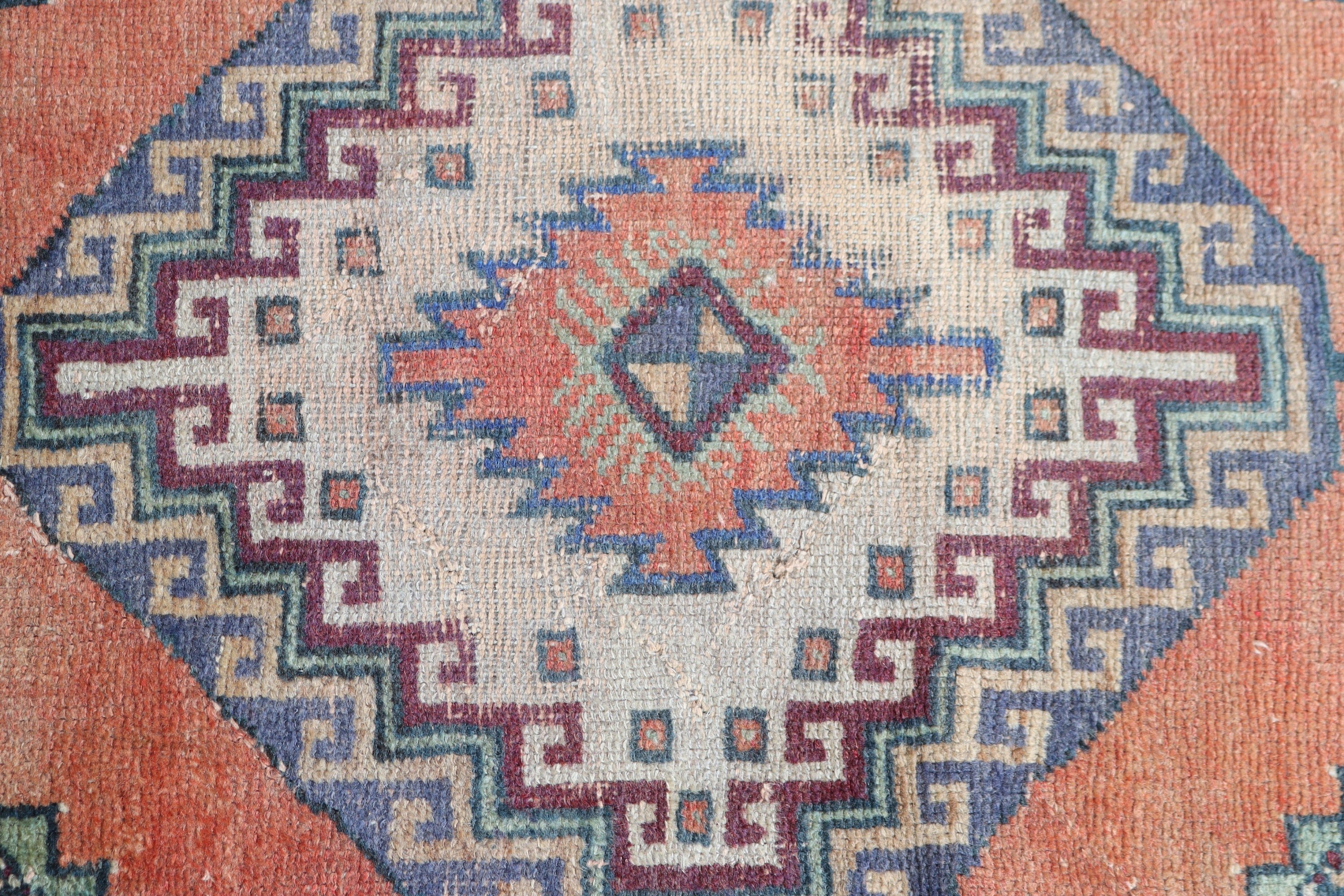 Yer Halısı, Yün Halılar, Türk Halıları, 3,6x5,7 ft Vurgulu Halılar, Boho Vurgulu Halı, Giriş Halıları, Turuncu Geometrik Halılar, Vintage Halı, Açıklama Halıları