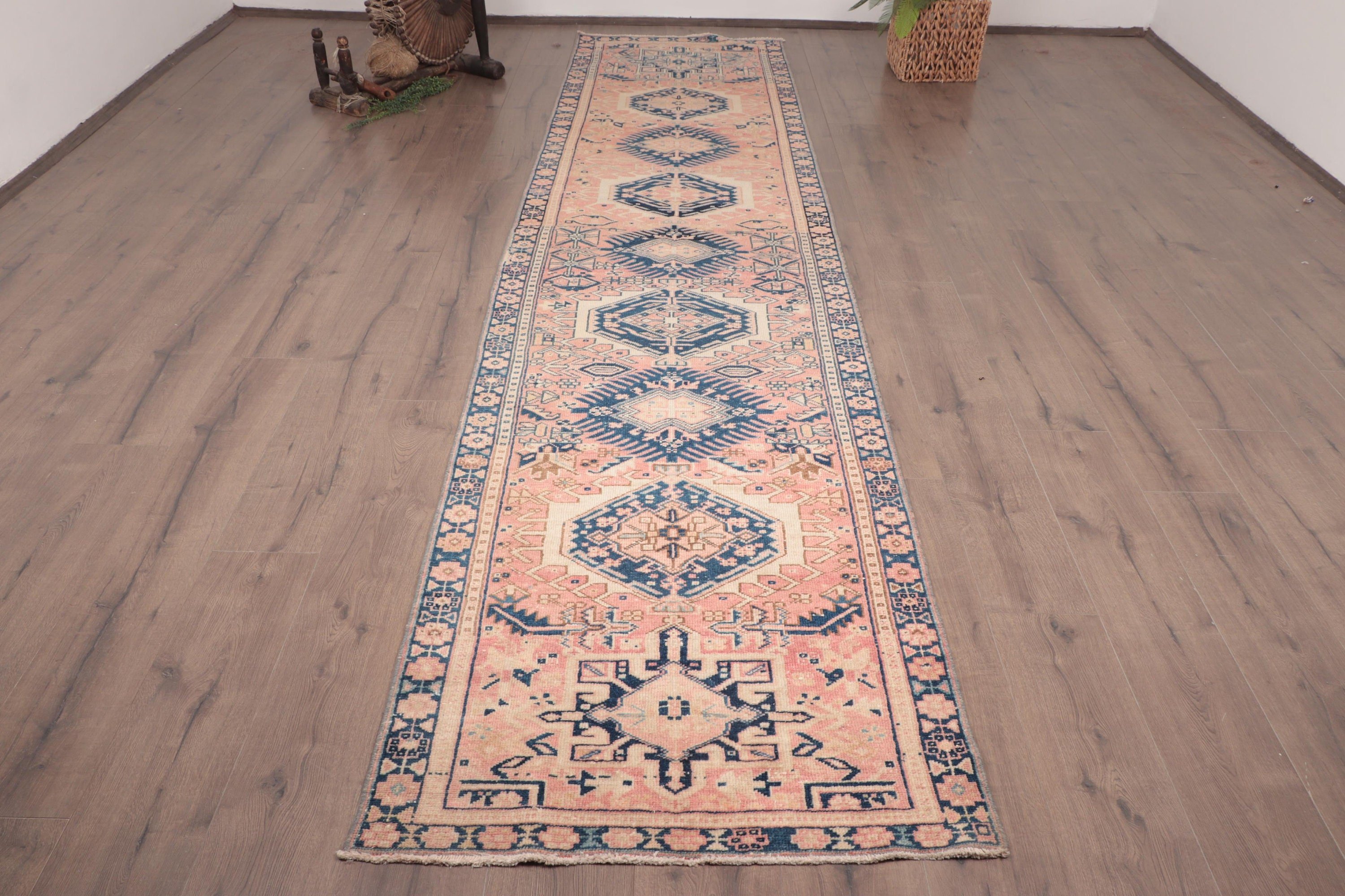 Ev Dekor Halısı, Beni Ourain Runner Halısı, Koridor Halıları, Modern Halı, 2.9x12.6 ft Runner Halıları, Türk Halısı, Vintage Halılar, Pembe Havalı Halı